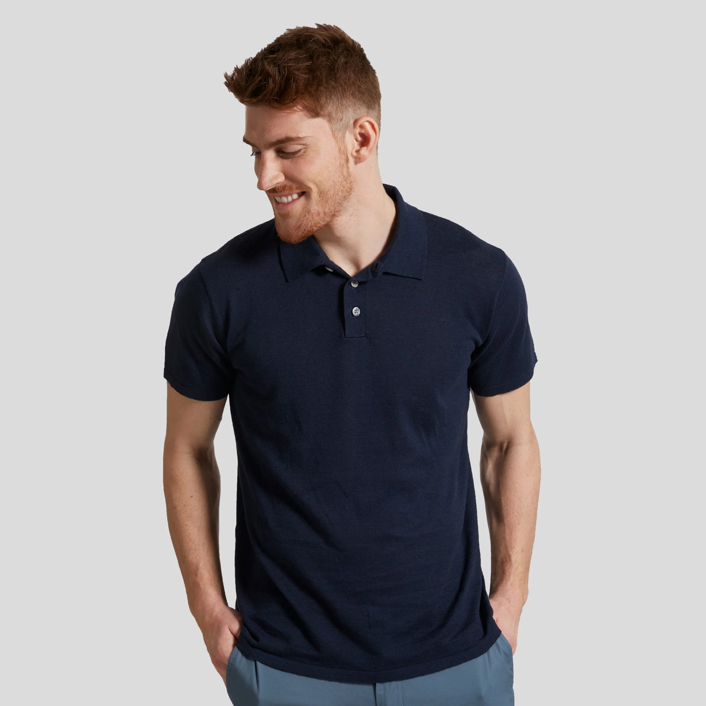 James Featherweight Sweater Polo - Navy Blue