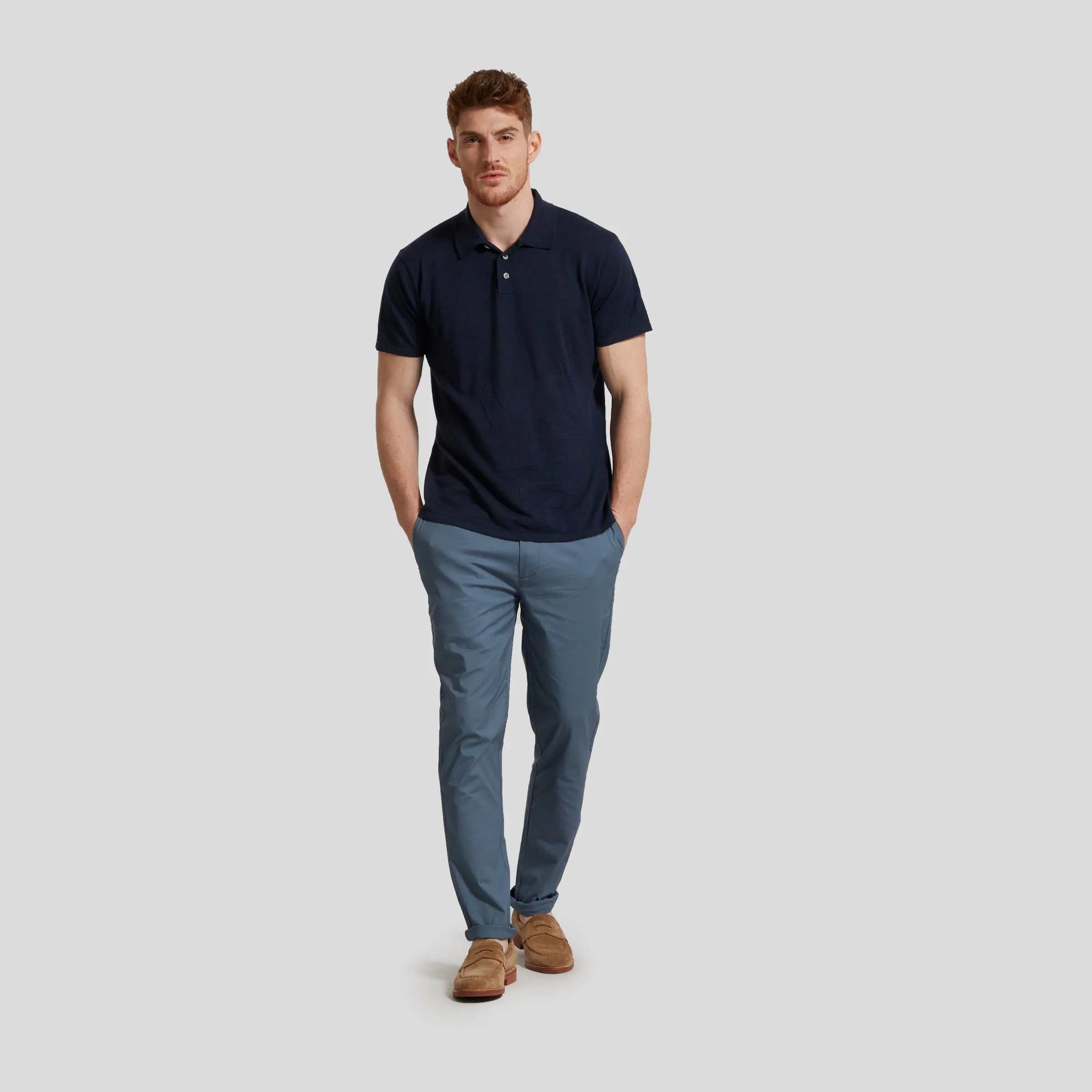 James Featherweight Sweater Polo - Navy Blue