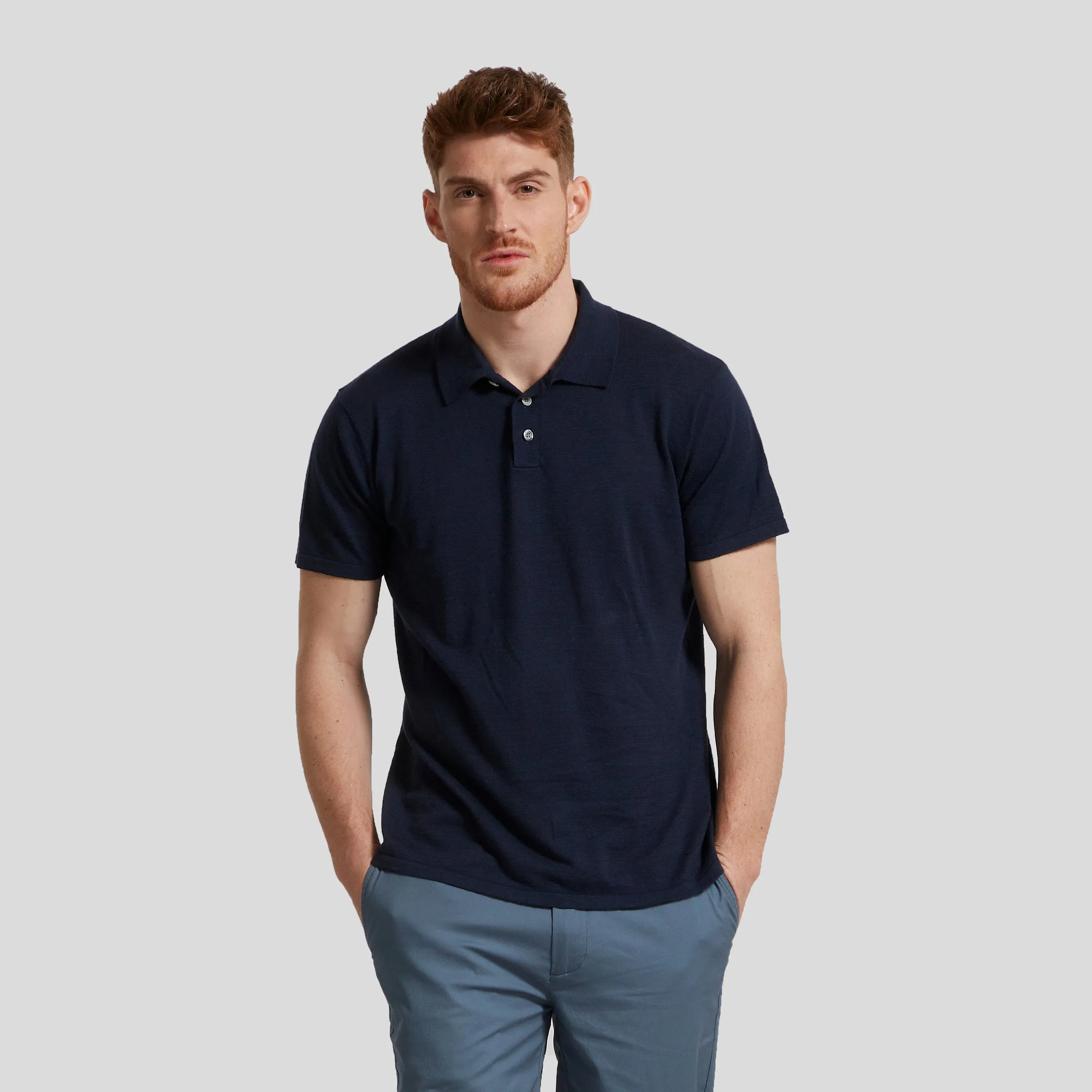 James Featherweight Sweater Polo - Navy Blue