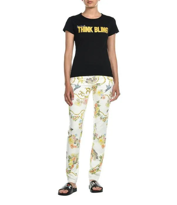 Just Cavalli Floral Print Slim-Cut Pants