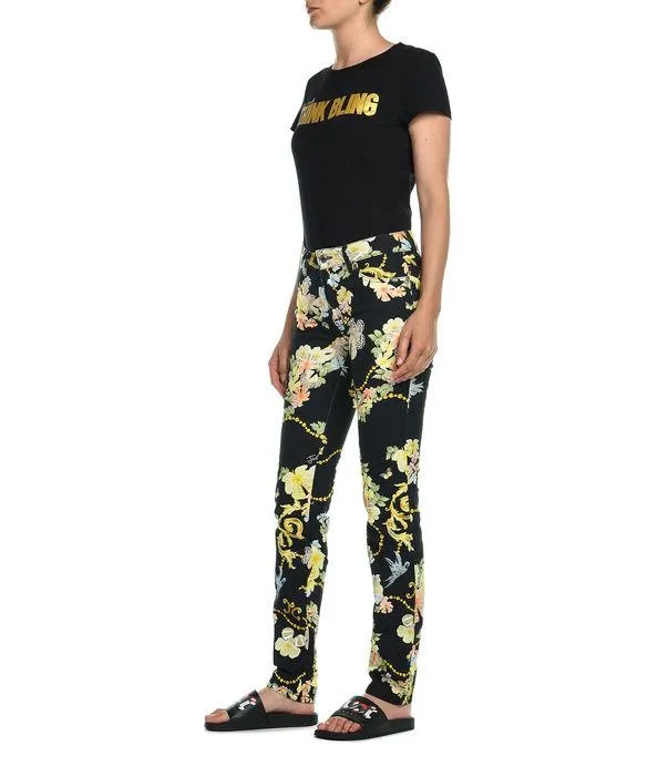 Just Cavalli Floral Print Slim-Cut Pants