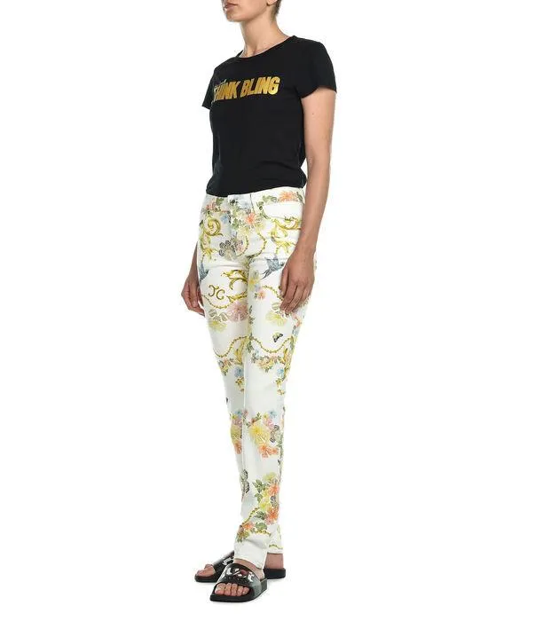 Just Cavalli Floral Print Slim-Cut Pants