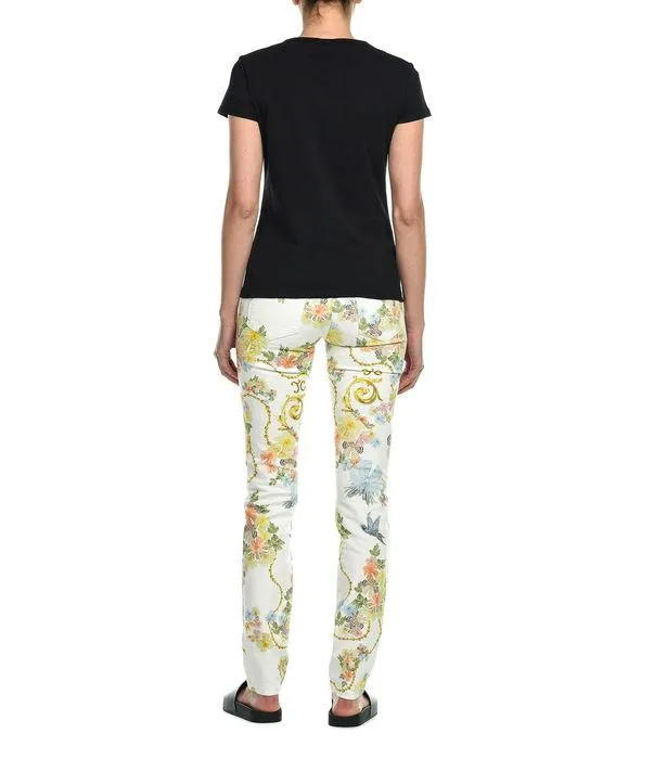 Just Cavalli Floral Print Slim-Cut Pants