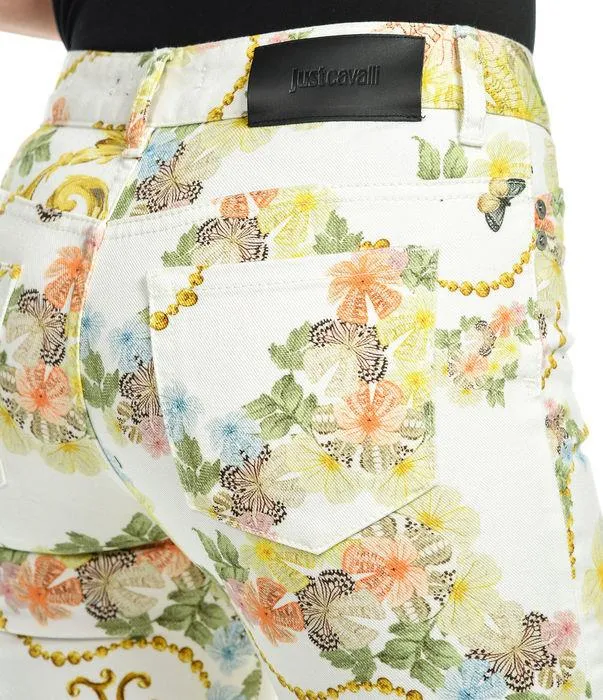 Just Cavalli Floral Print Slim-Cut Pants