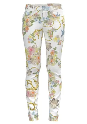 Just Cavalli Floral Print Slim-Cut Pants