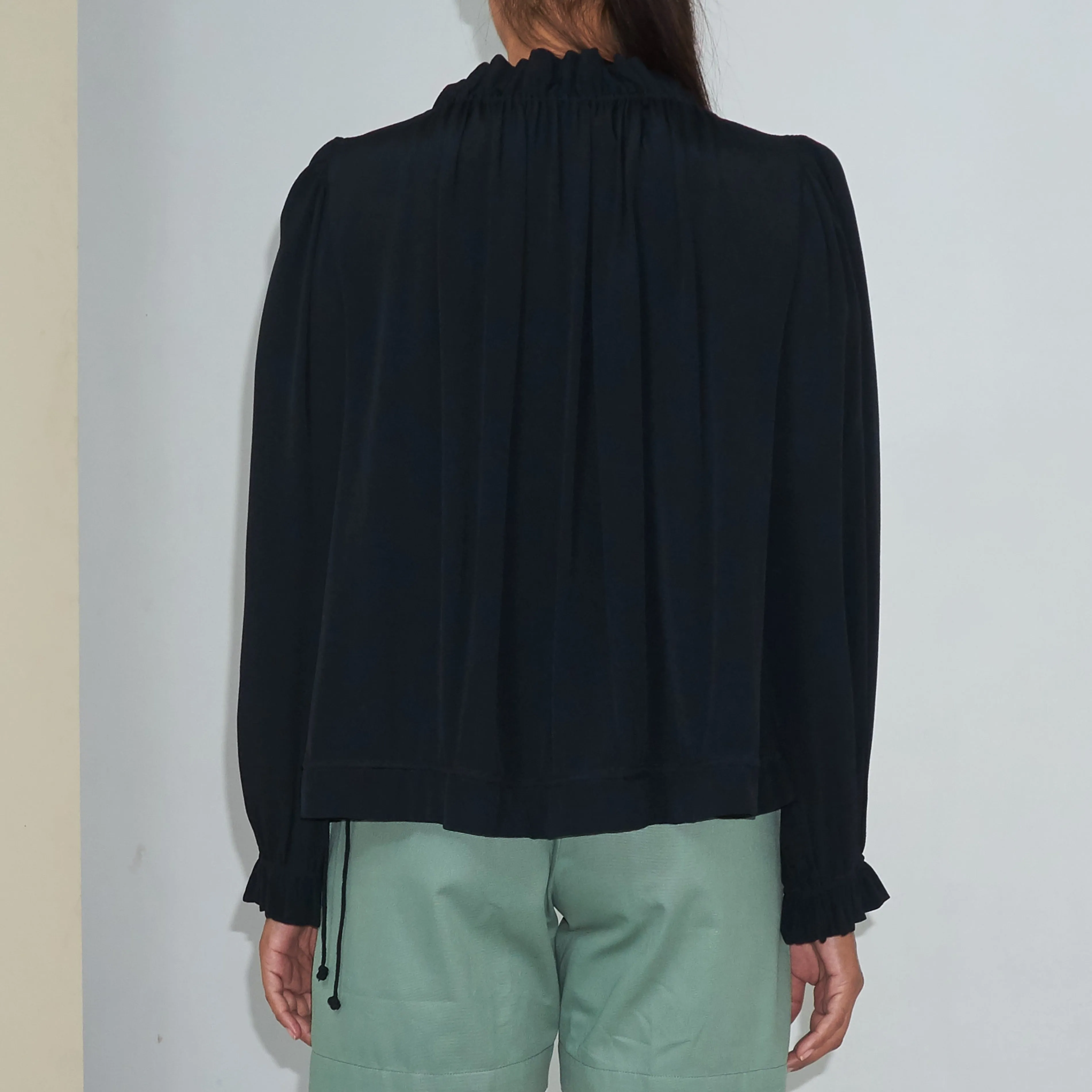 KATY BLOUSE - Rayon Fujette Crepe | Black