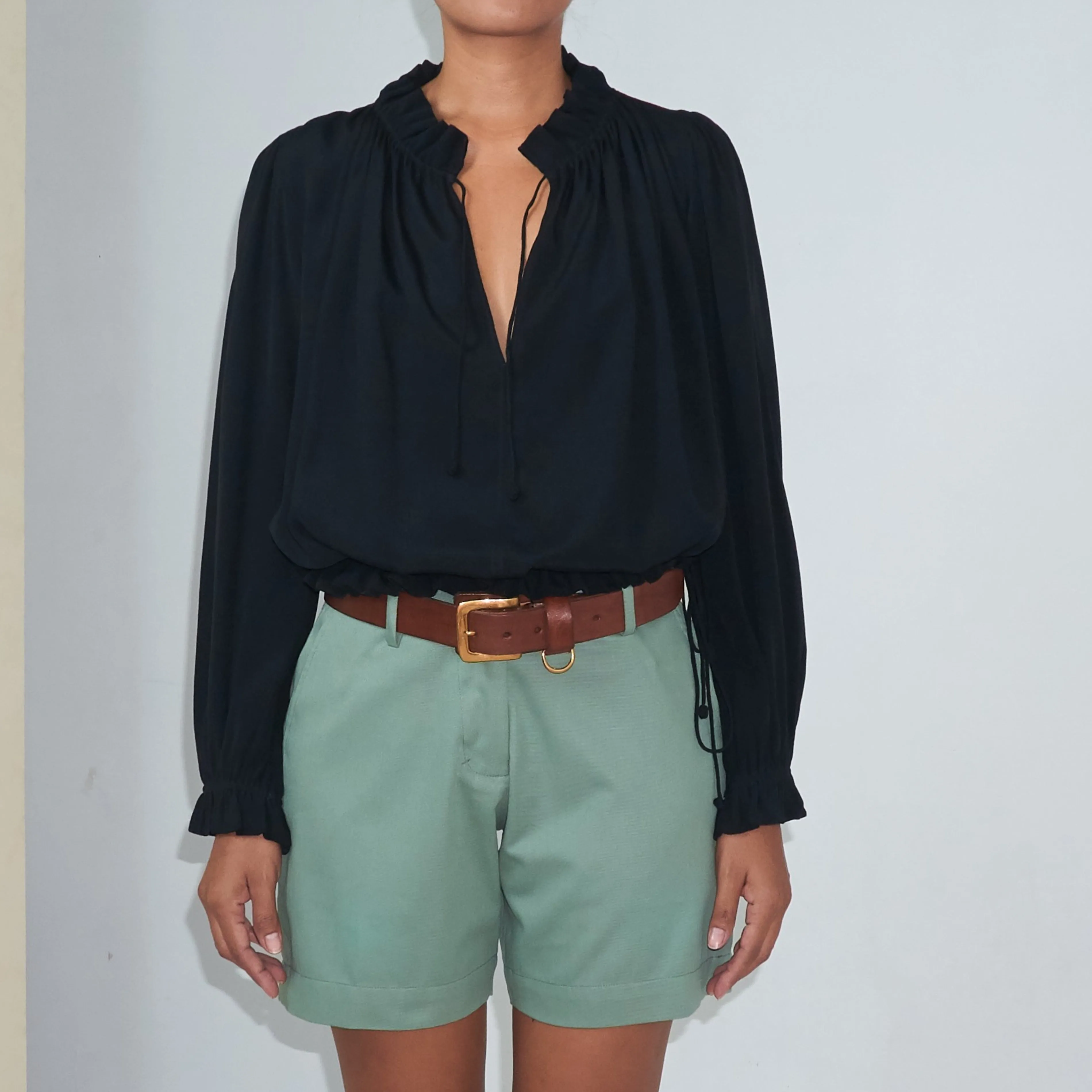 KATY BLOUSE - Rayon Fujette Crepe | Black