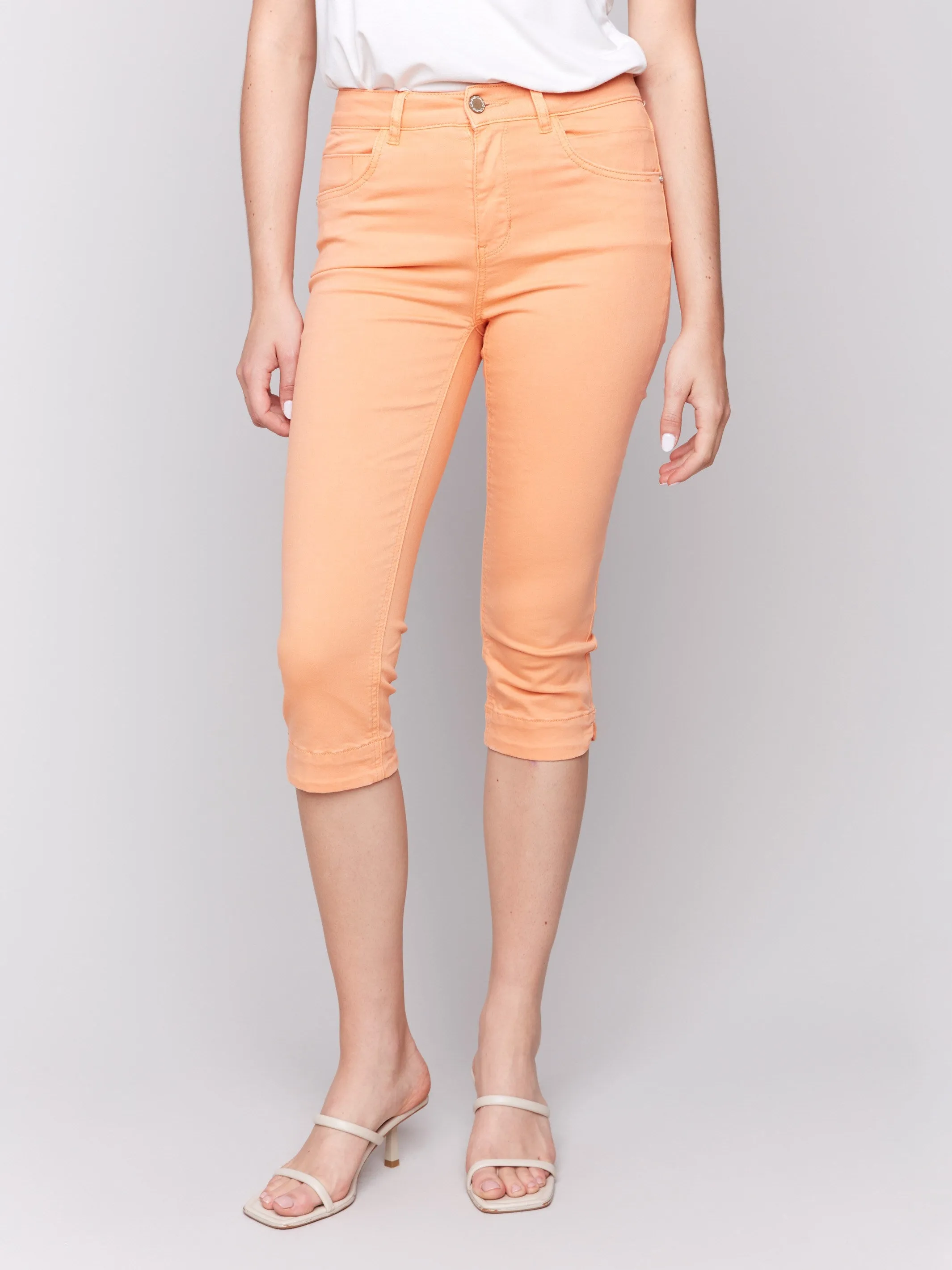 Knee High Capri Twill Pants - Papaya