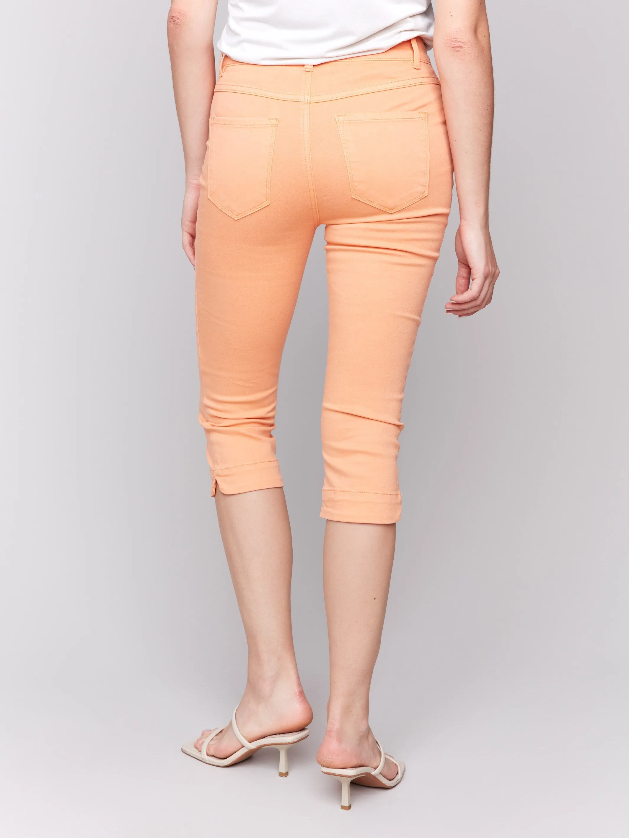 Knee High Capri Twill Pants - Papaya