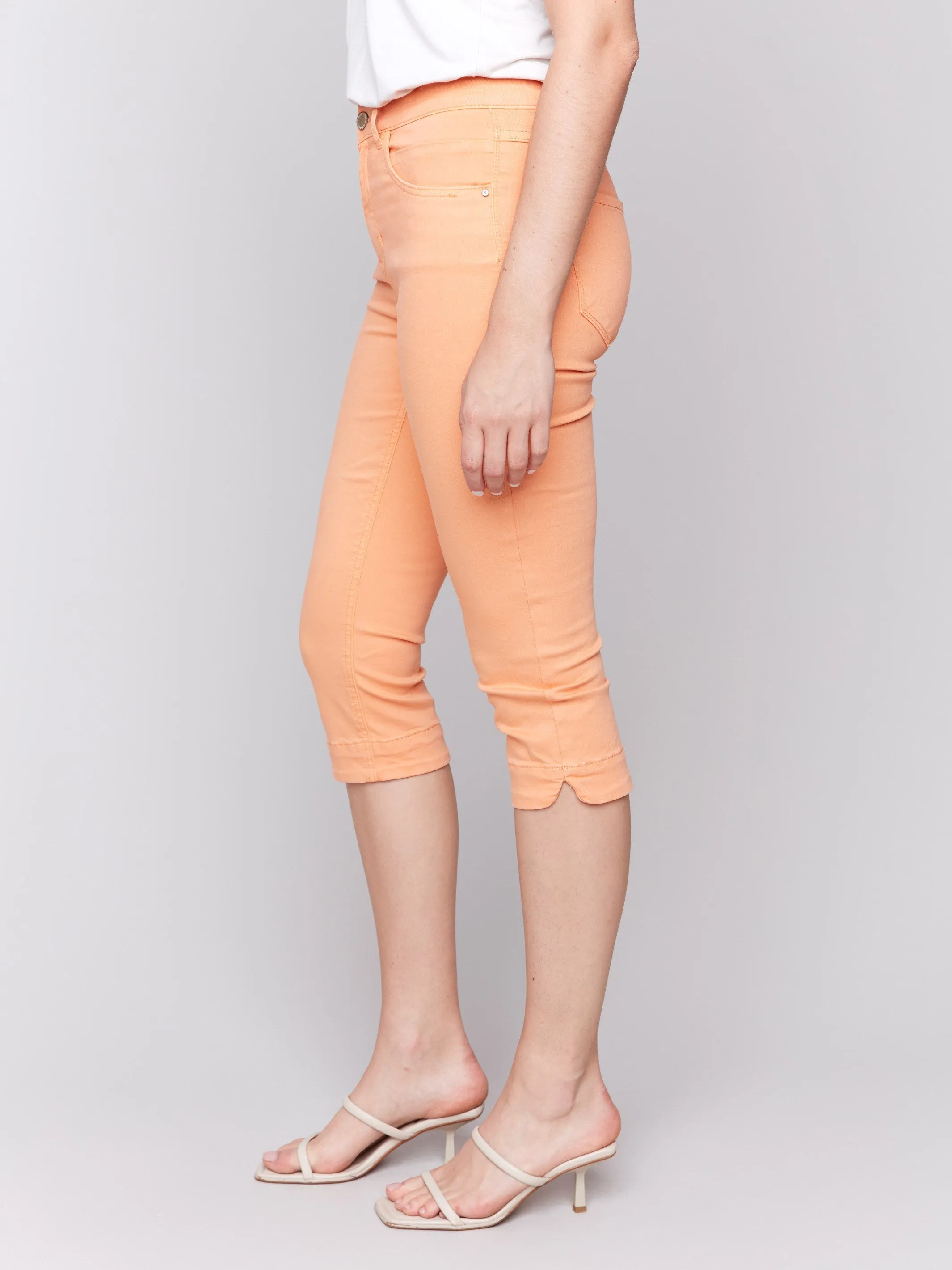 Knee High Capri Twill Pants - Papaya