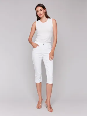 Knee High Capri Twill Pants - White