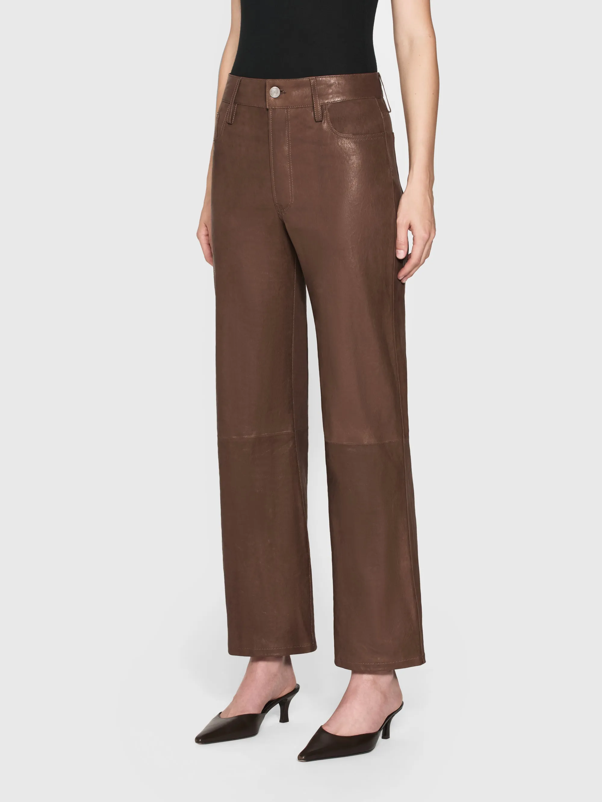 Le Slim Palazzo Leather -- Bark