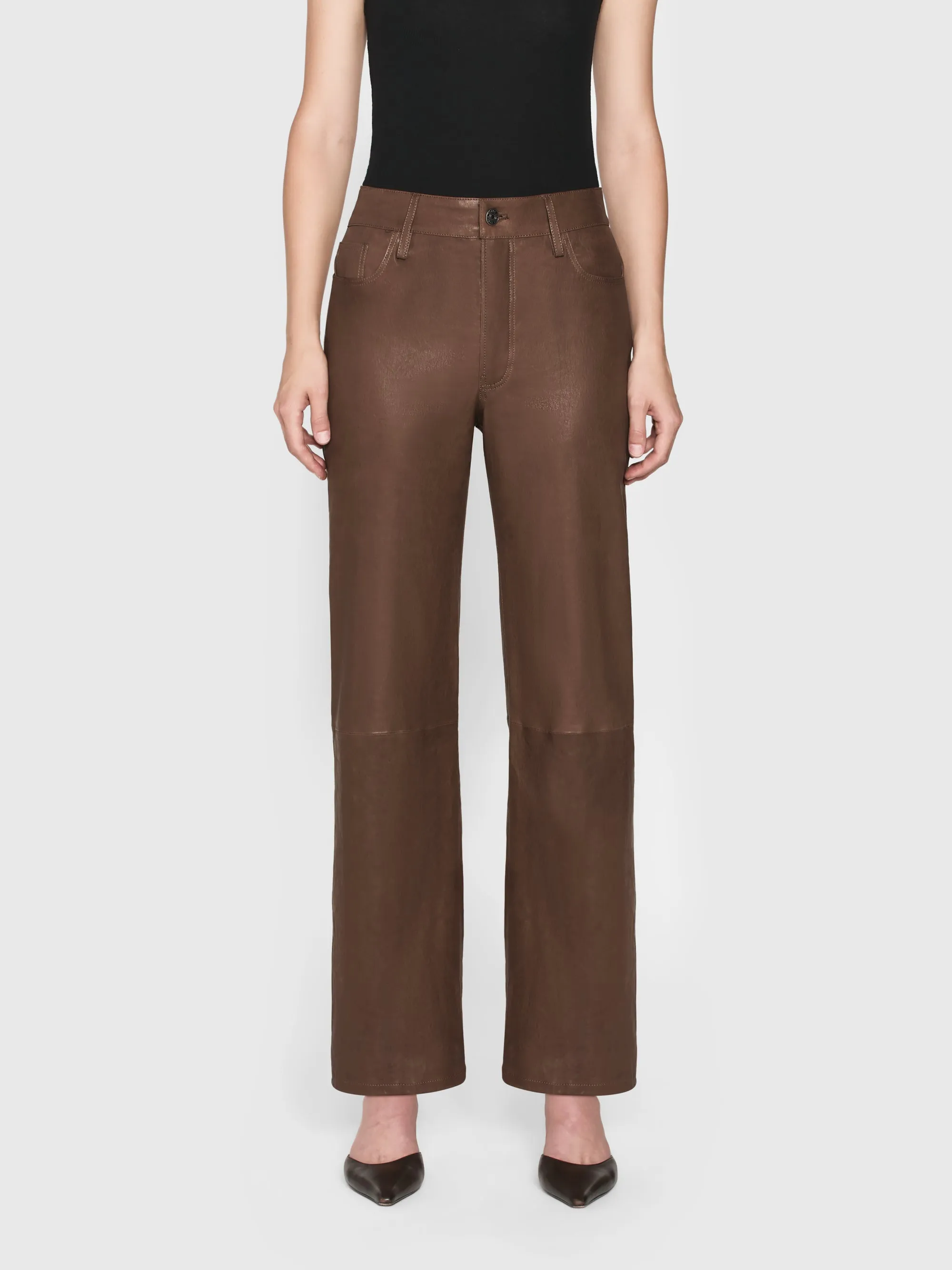 Le Slim Palazzo Leather -- Bark