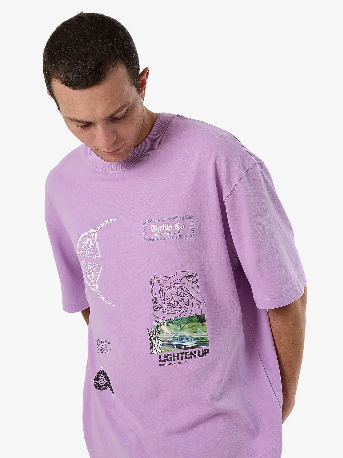 Lighten Up Box Fit Oversize Short Tee - Sheer Lilac