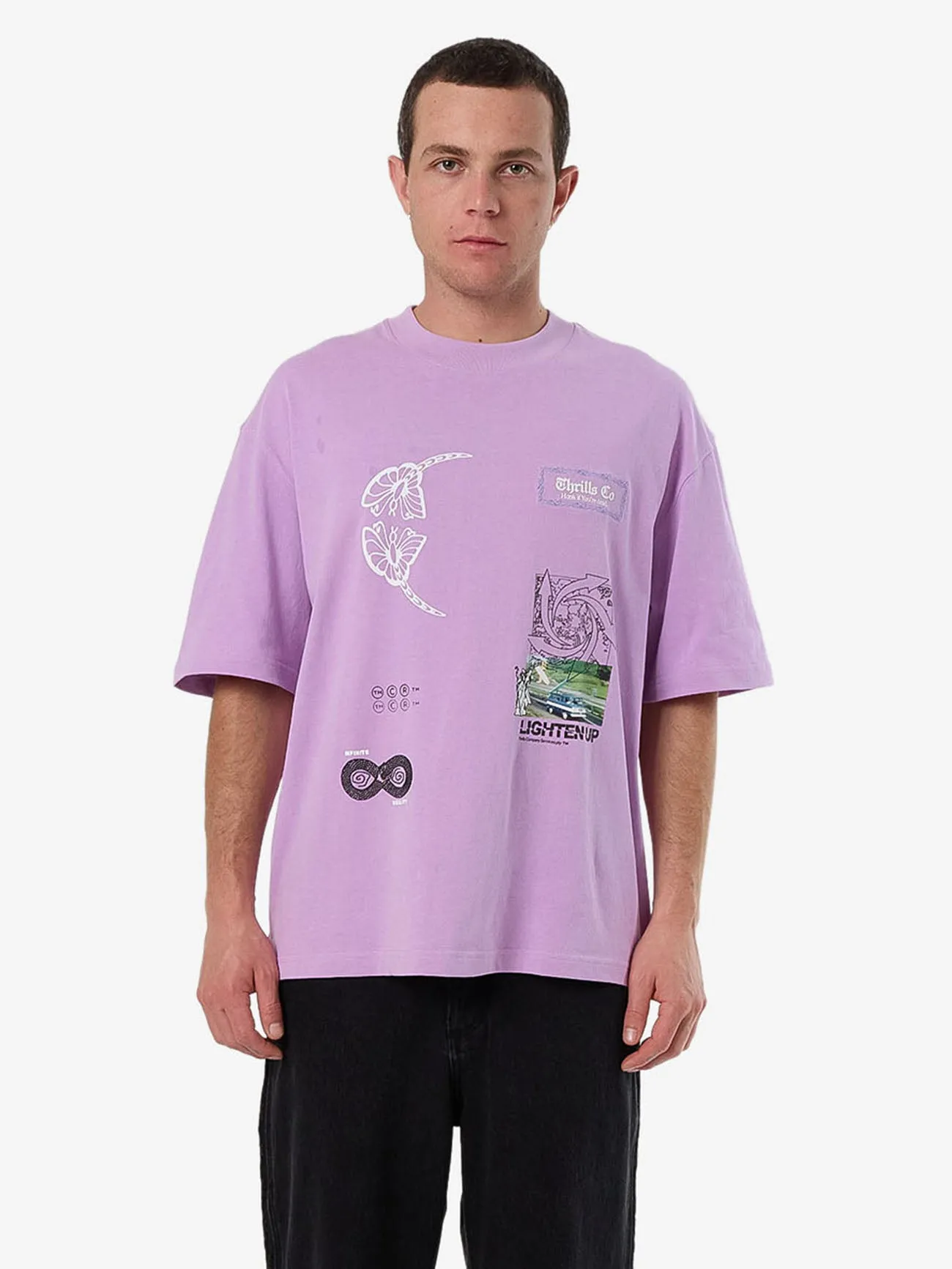 Lighten Up Box Fit Oversize Short Tee - Sheer Lilac