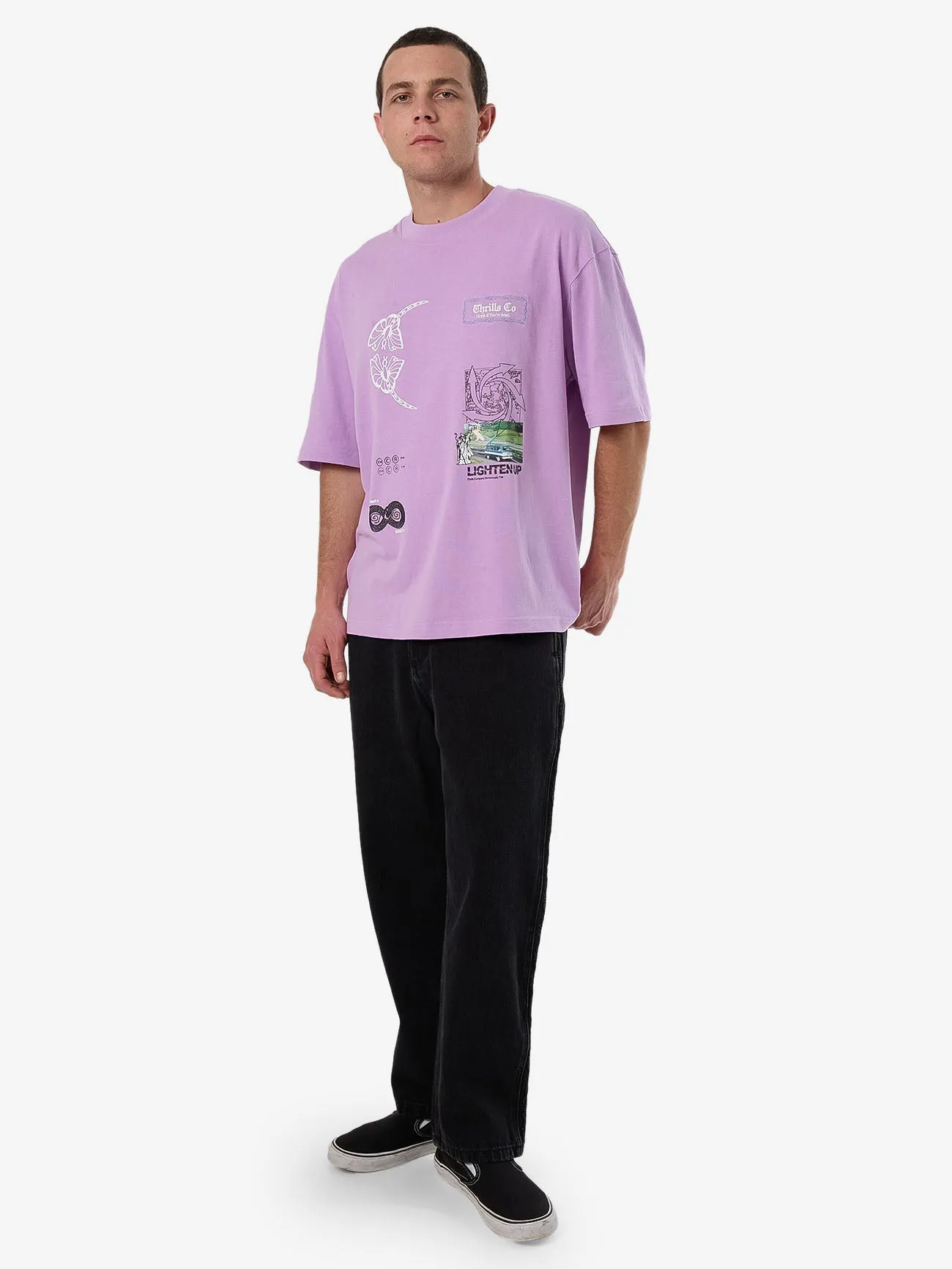 Lighten Up Box Fit Oversize Short Tee - Sheer Lilac