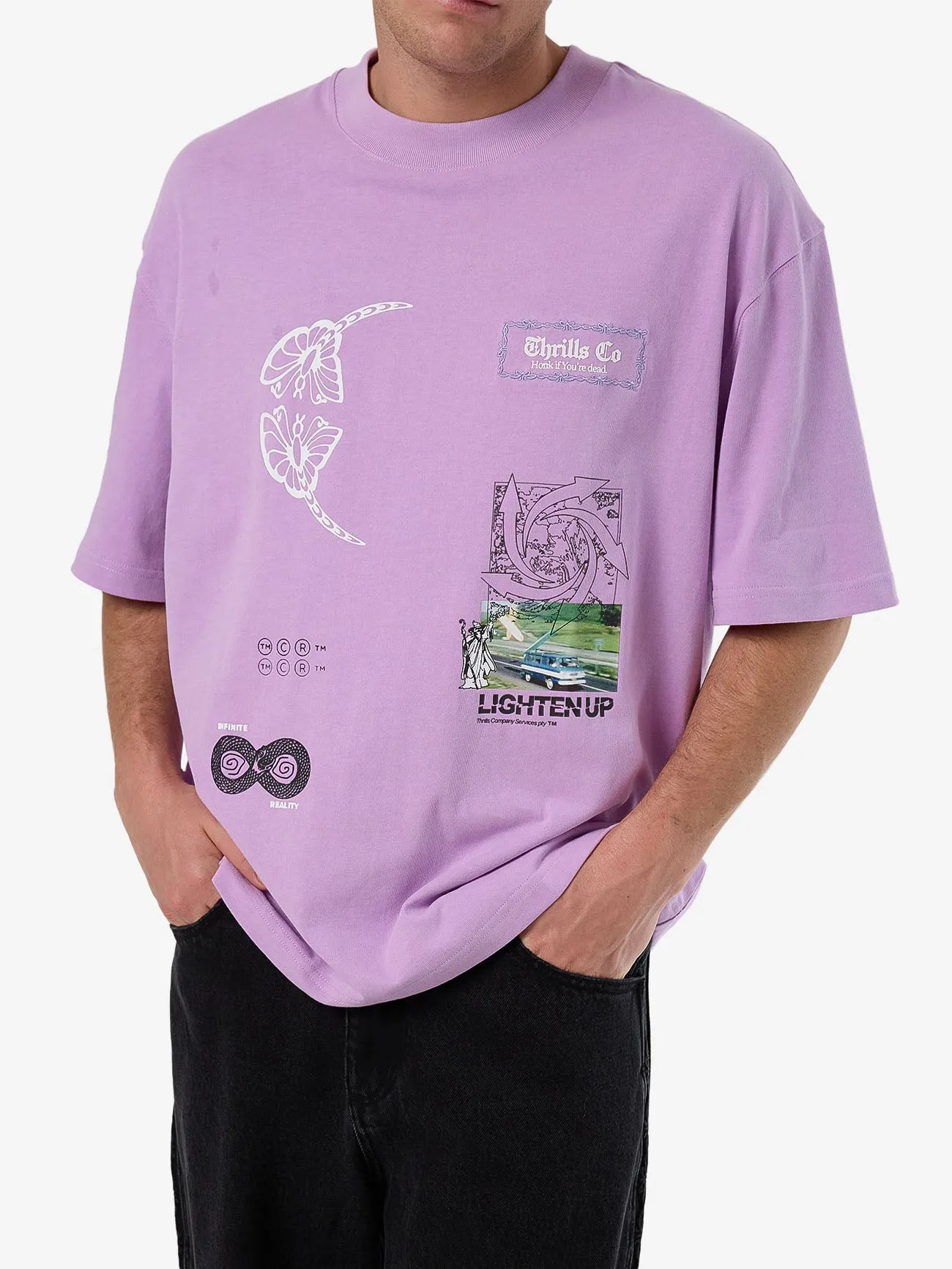 Lighten Up Box Fit Oversize Short Tee - Sheer Lilac