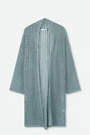 LONG LINE CARDIGAN IN OPEN ITALIAN LINEN KNIT