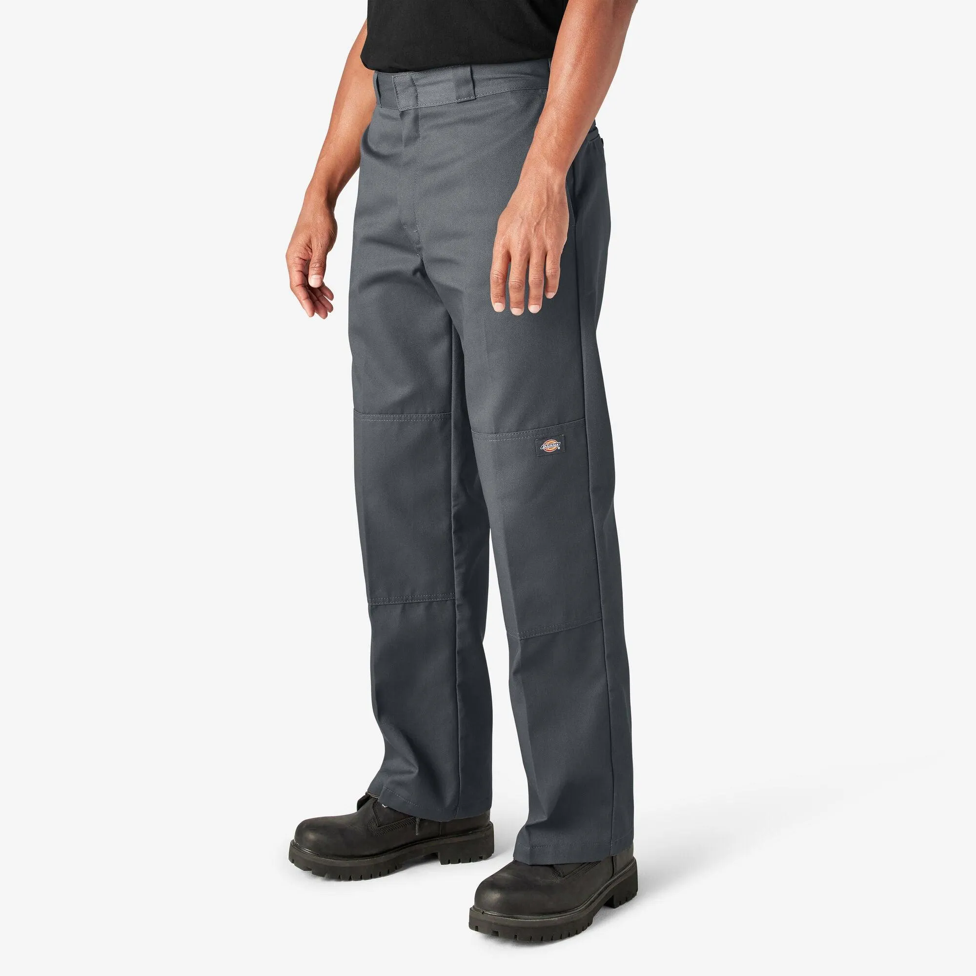 Loose Fit Double Knee Work Pants, Charcoal Gray
