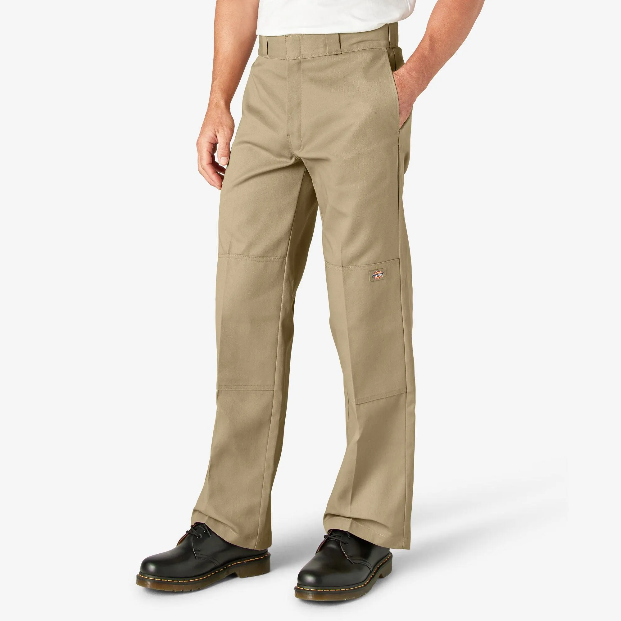 Loose Fit Double Knee Work Pants, Khaki