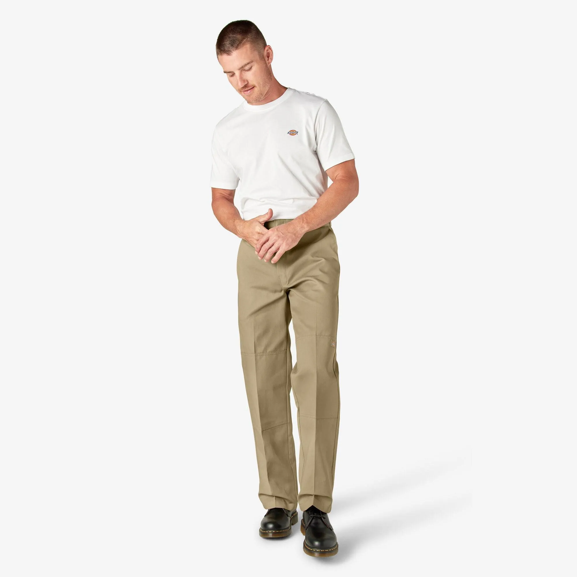 Loose Fit Double Knee Work Pants, Khaki