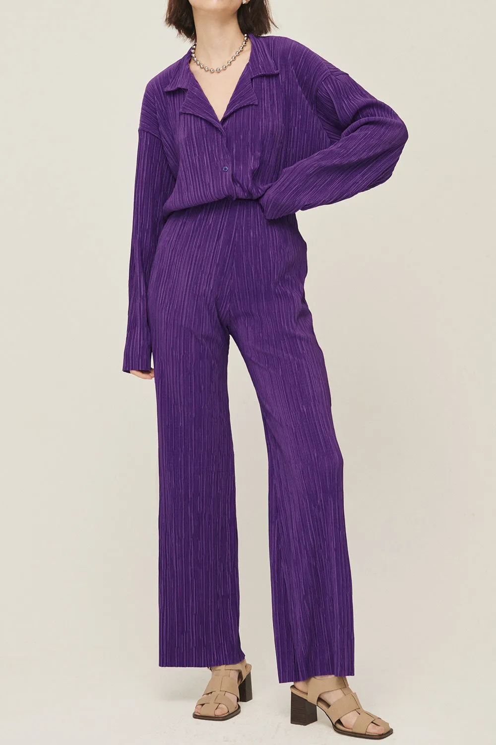 Maria Flared Leg Plisse Pants