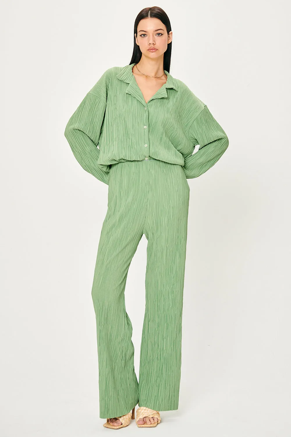 Maria Flared Leg Plisse Pants