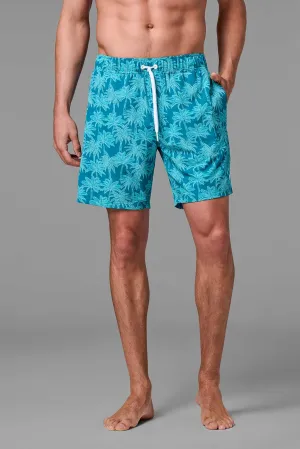 Men's Kahuna Swimming Shorts | Tahitian Teal Swaying Palms