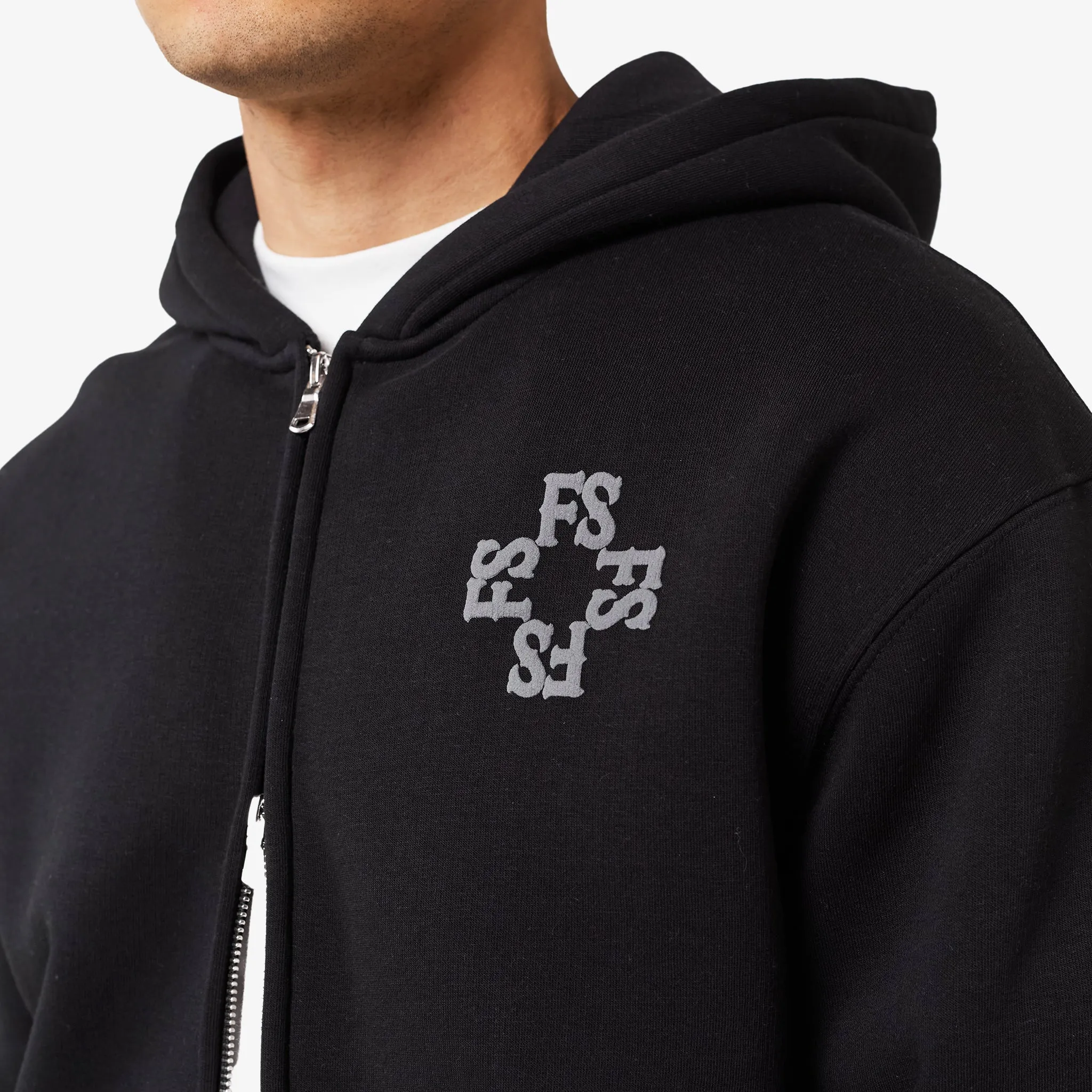 Monogram Full Zip Hoodie | Black