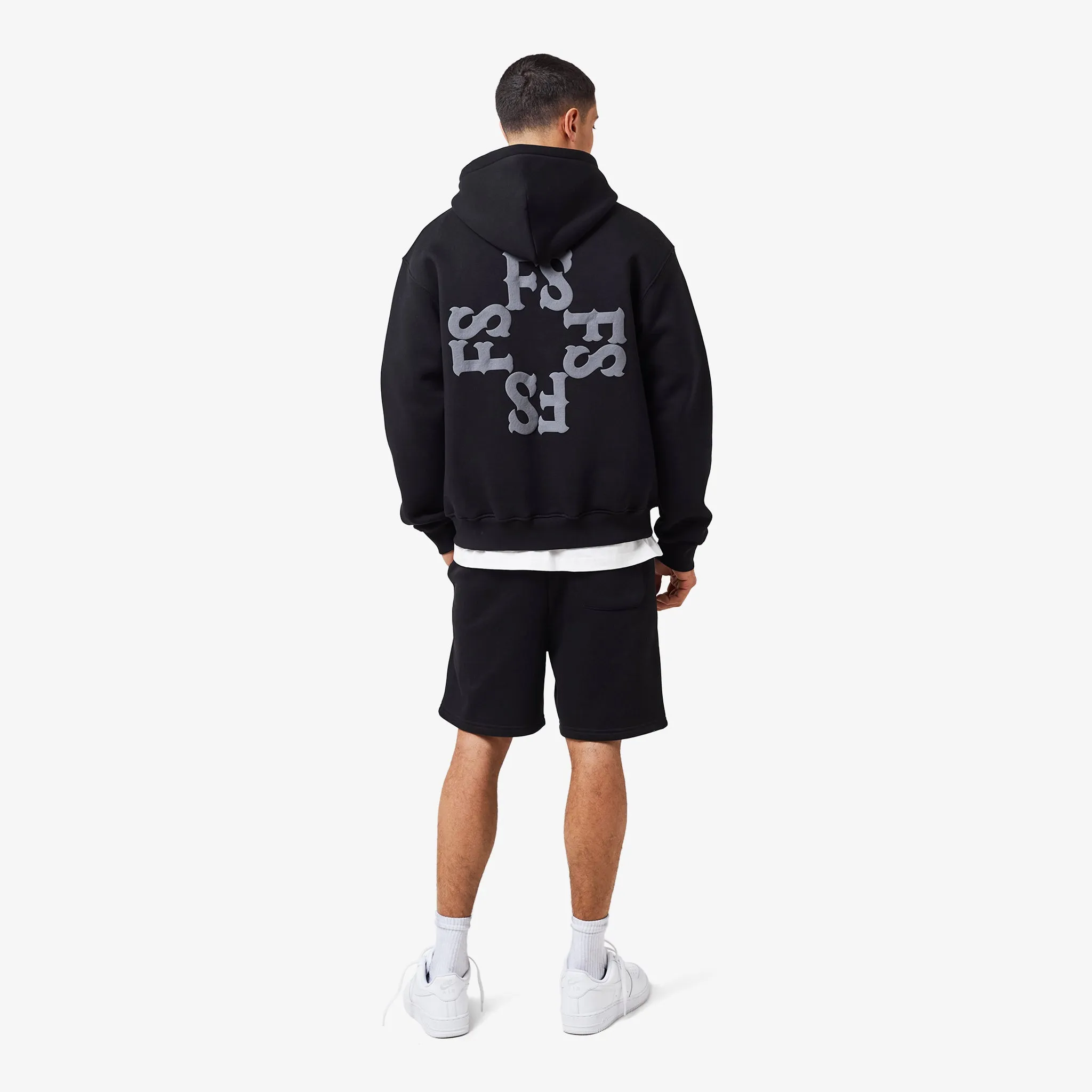 Monogram Full Zip Hoodie | Black