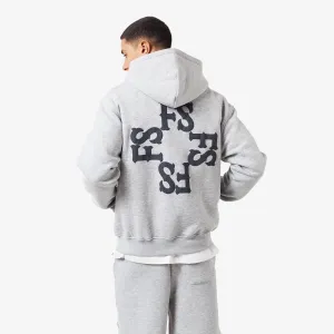 Monogram Full Zip Hoodie | Grey Marl