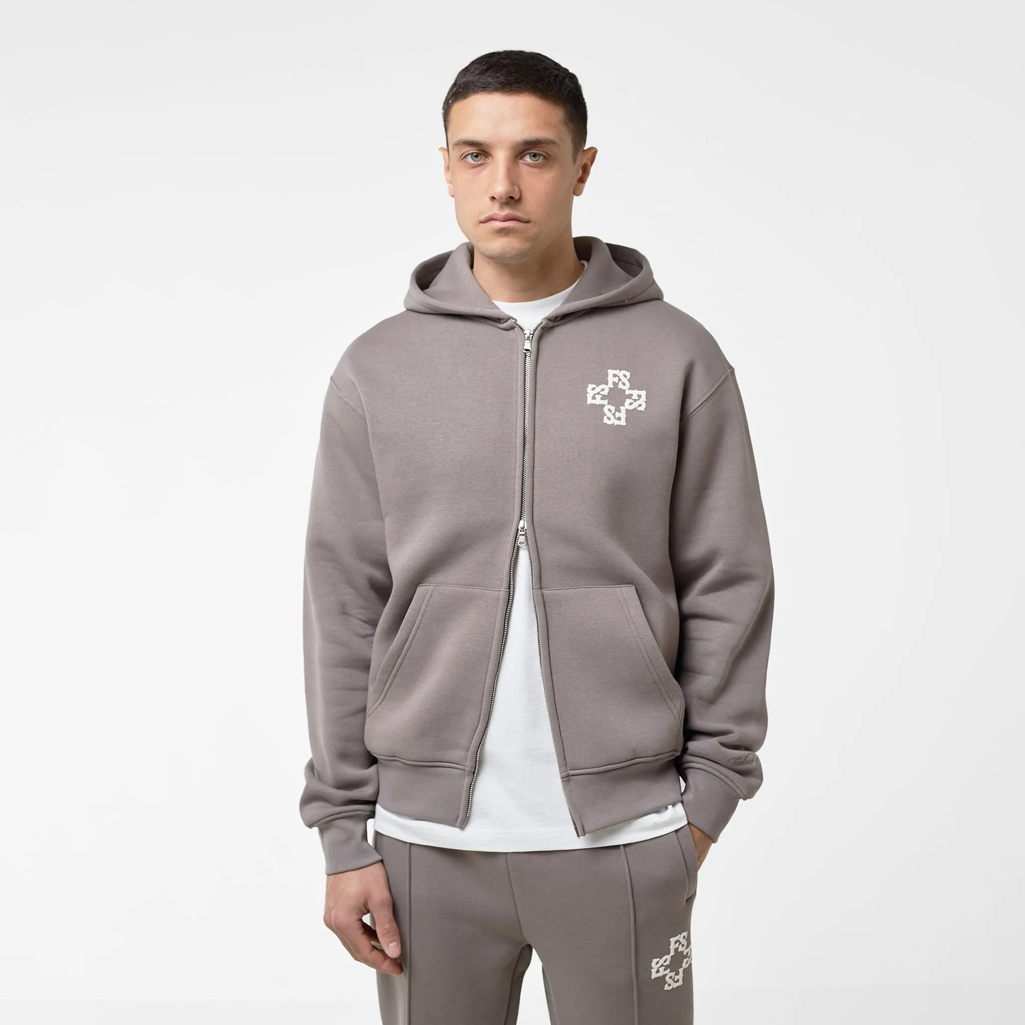 Monogram Full Zip Hoodie | Walnut Brown