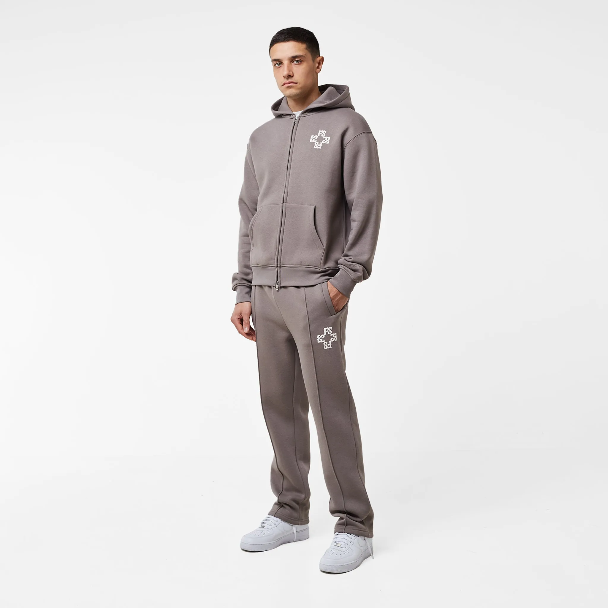 Monogram Full Zip Hoodie | Walnut Brown