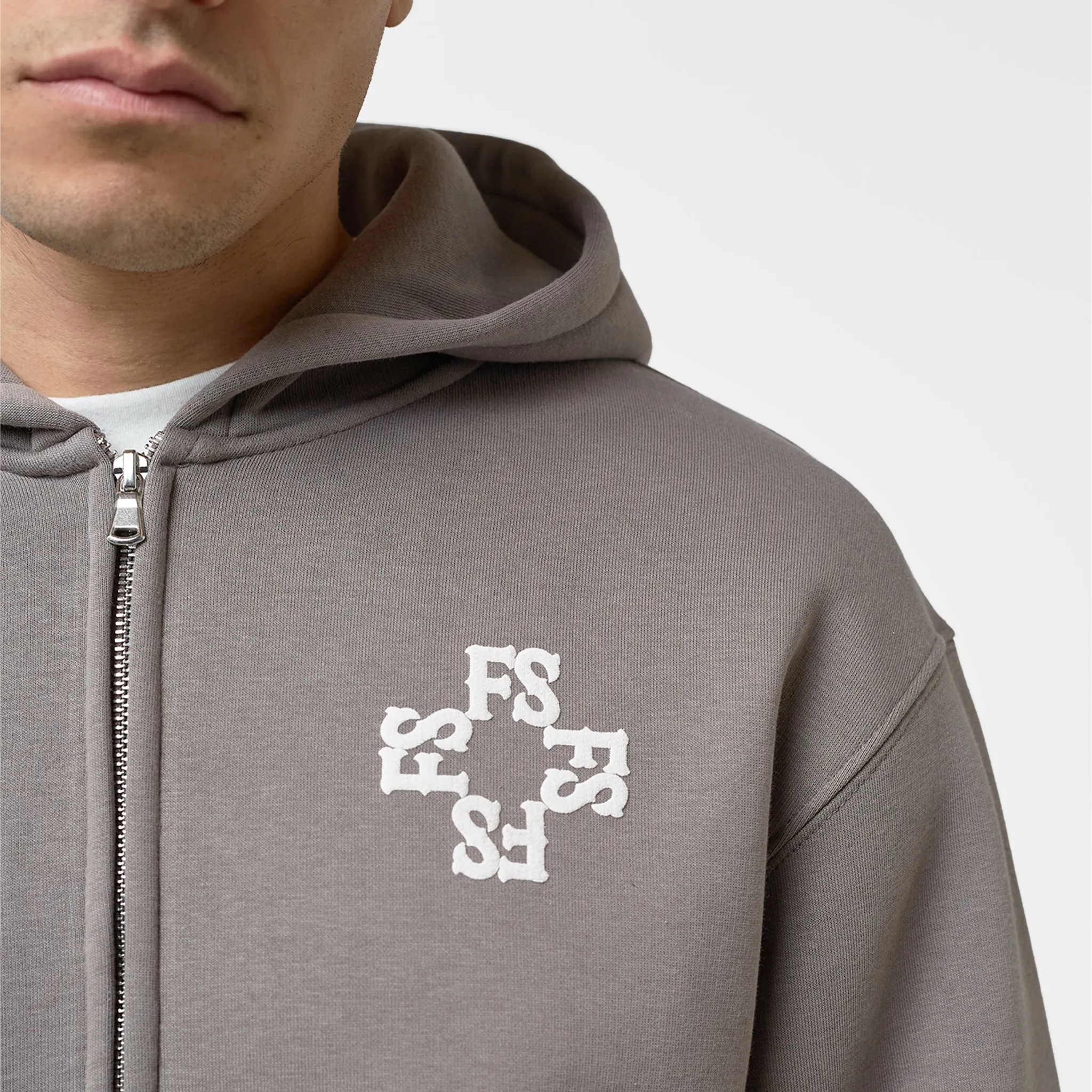 Monogram Full Zip Hoodie | Walnut Brown