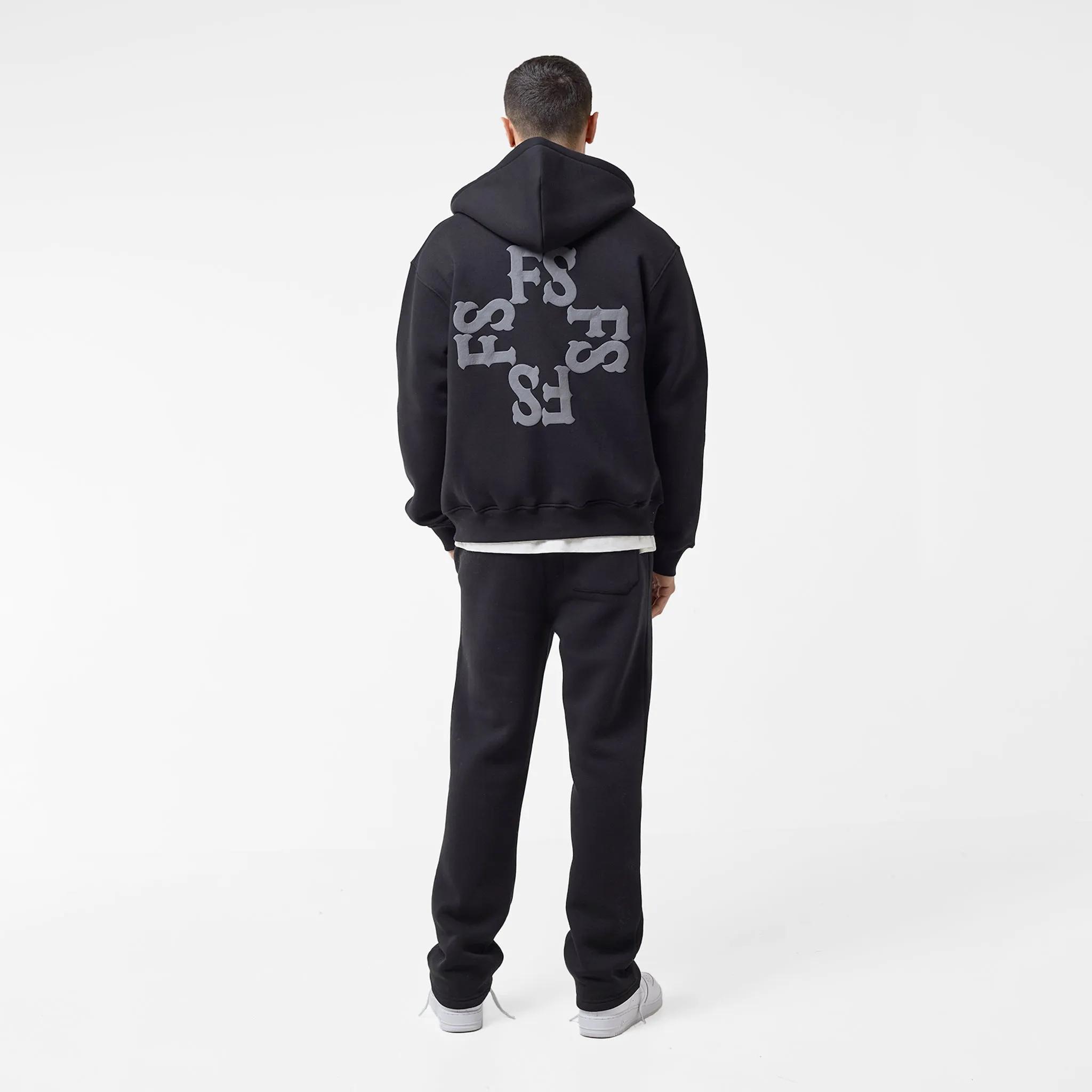 Monogram Open Hem Jogger | Black