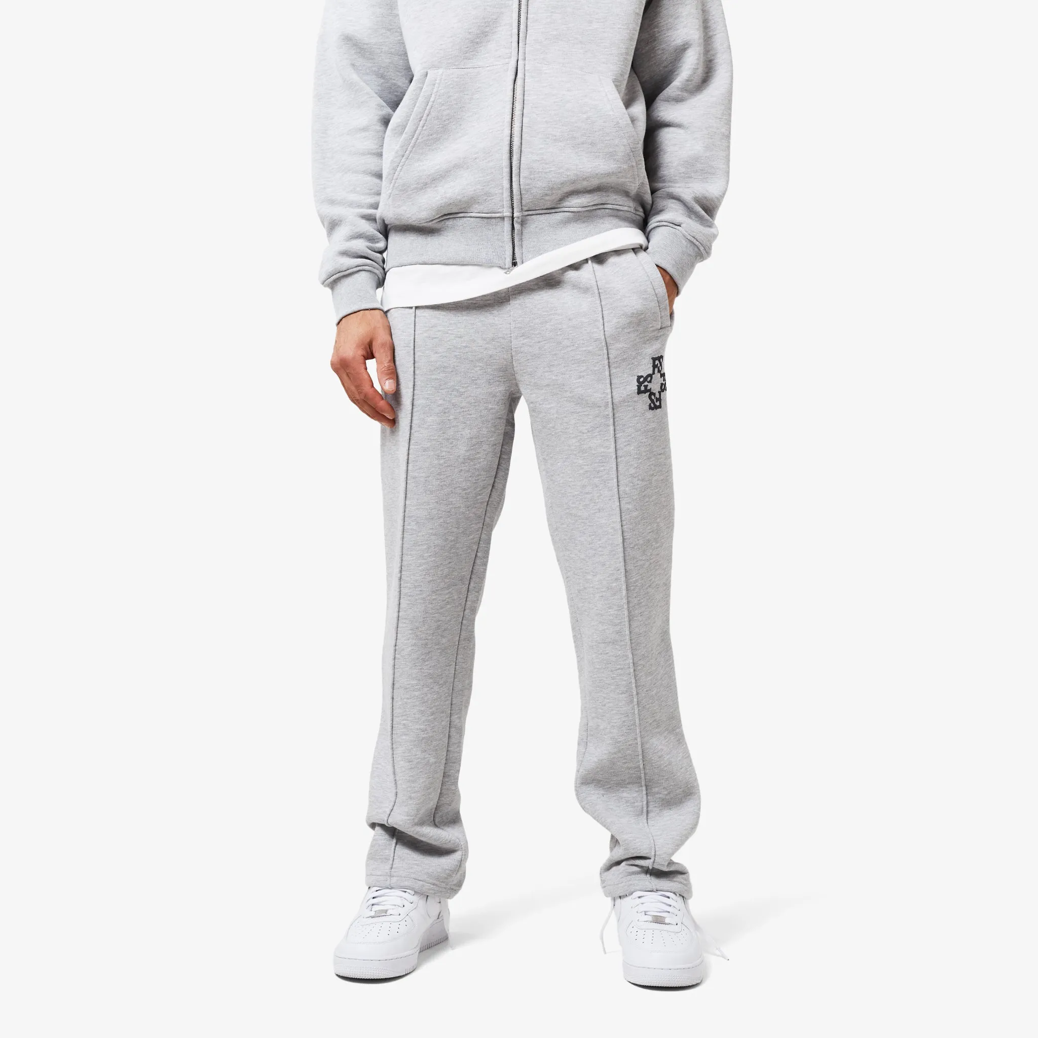 Monogram Open Hem Jogger | Grey Marl
