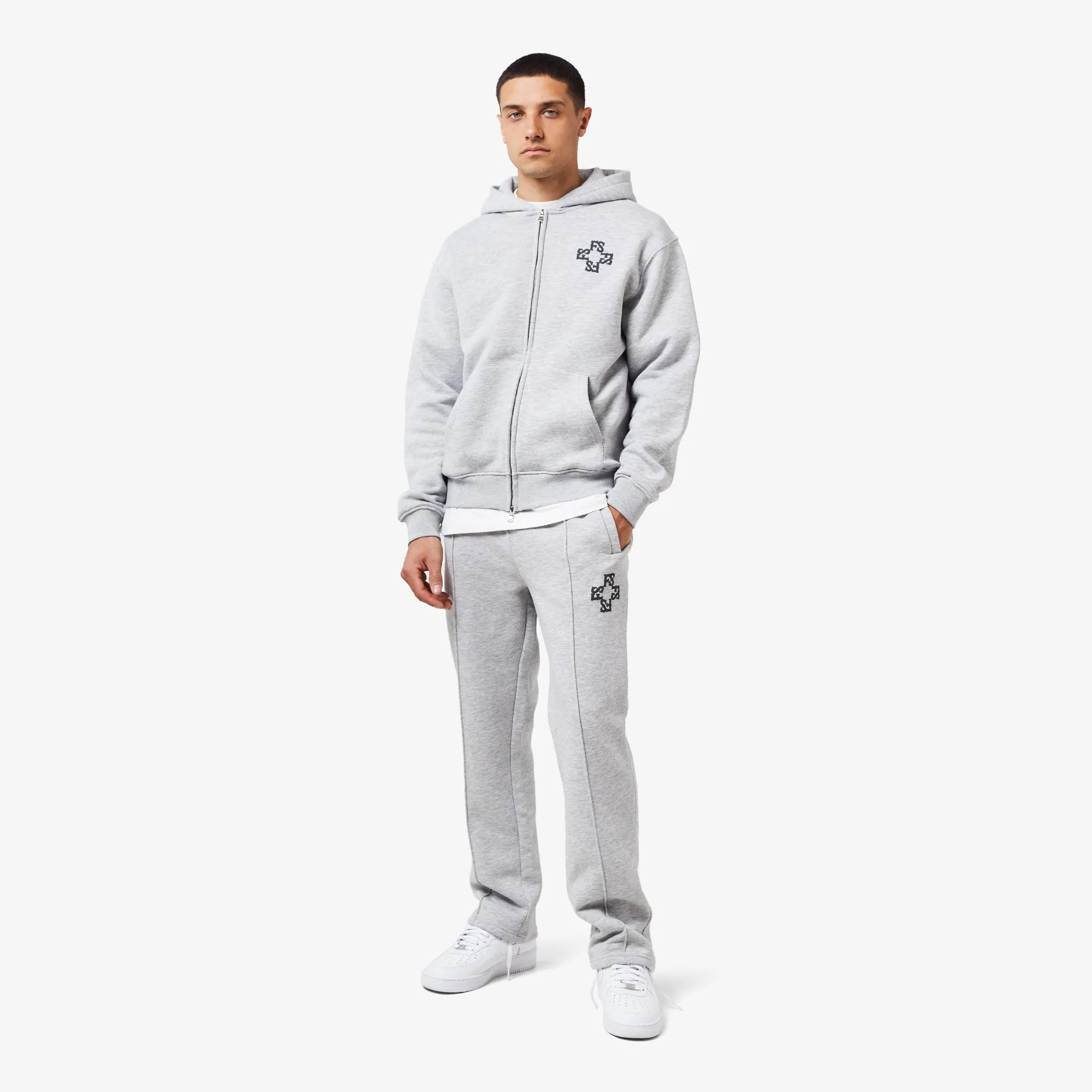 Monogram Open Hem Jogger | Grey Marl