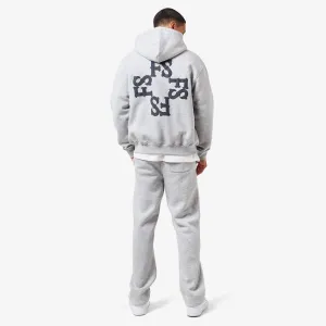 Monogram Open Hem Tracksuit | Grey Marl
