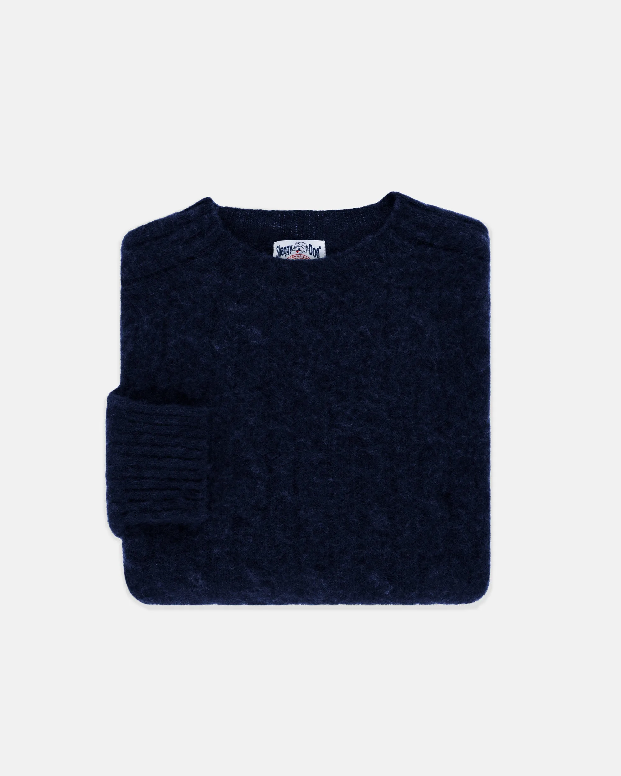 NAVY SHAGGY DOG CABLE CREWNECK SWEATER