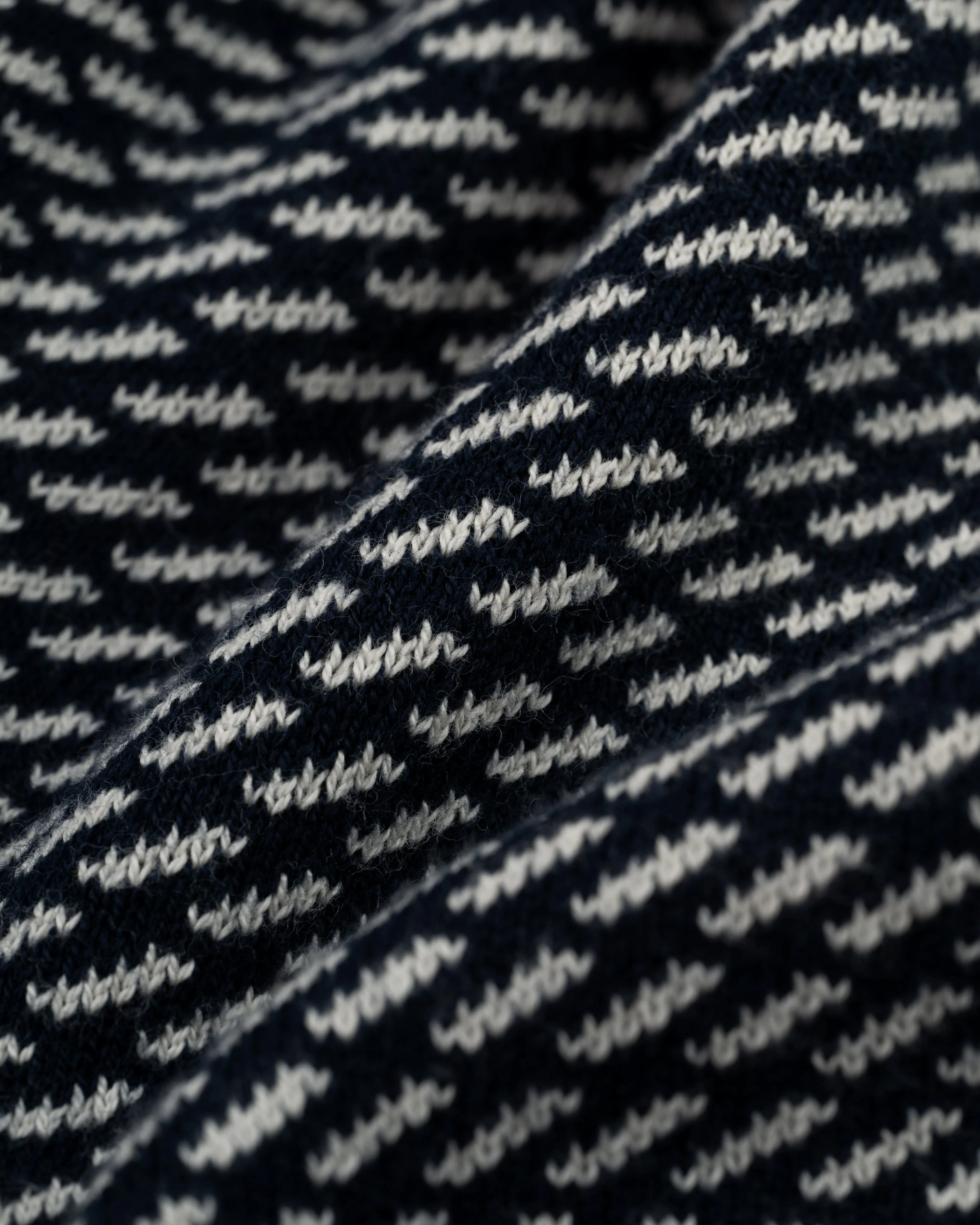 NAVY TIC PATTERN QUARTER ZIP SWEATER
