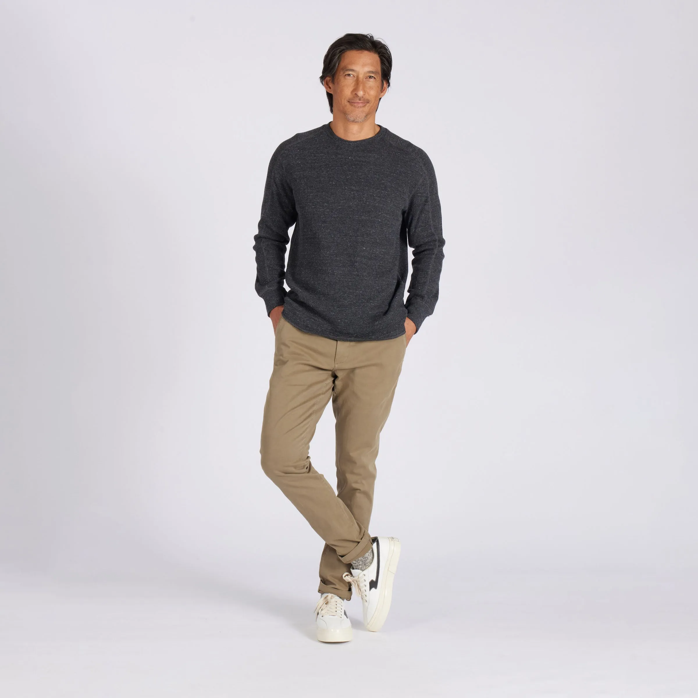 New Spencer Waffle Crew - Charcoal