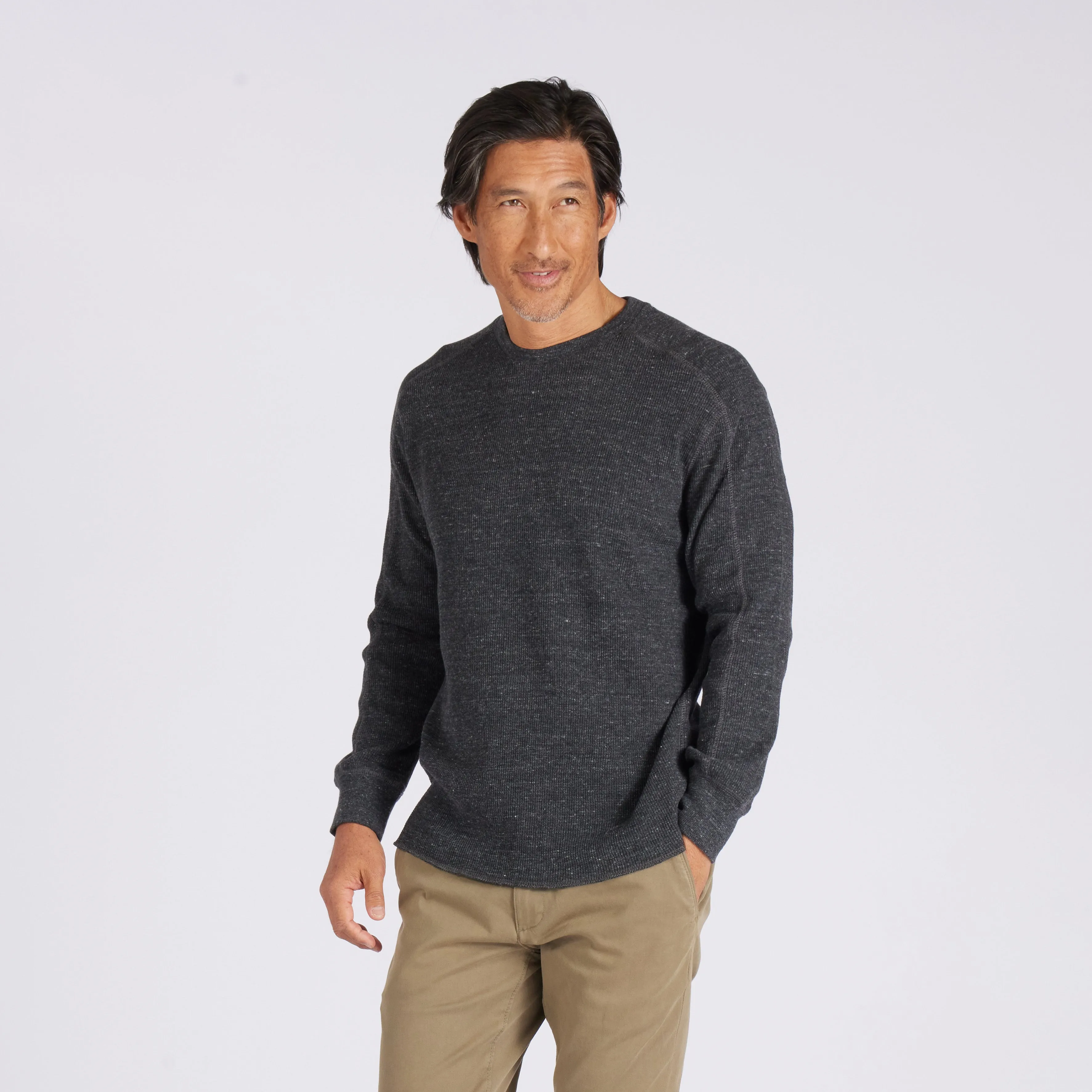 New Spencer Waffle Crew - Charcoal