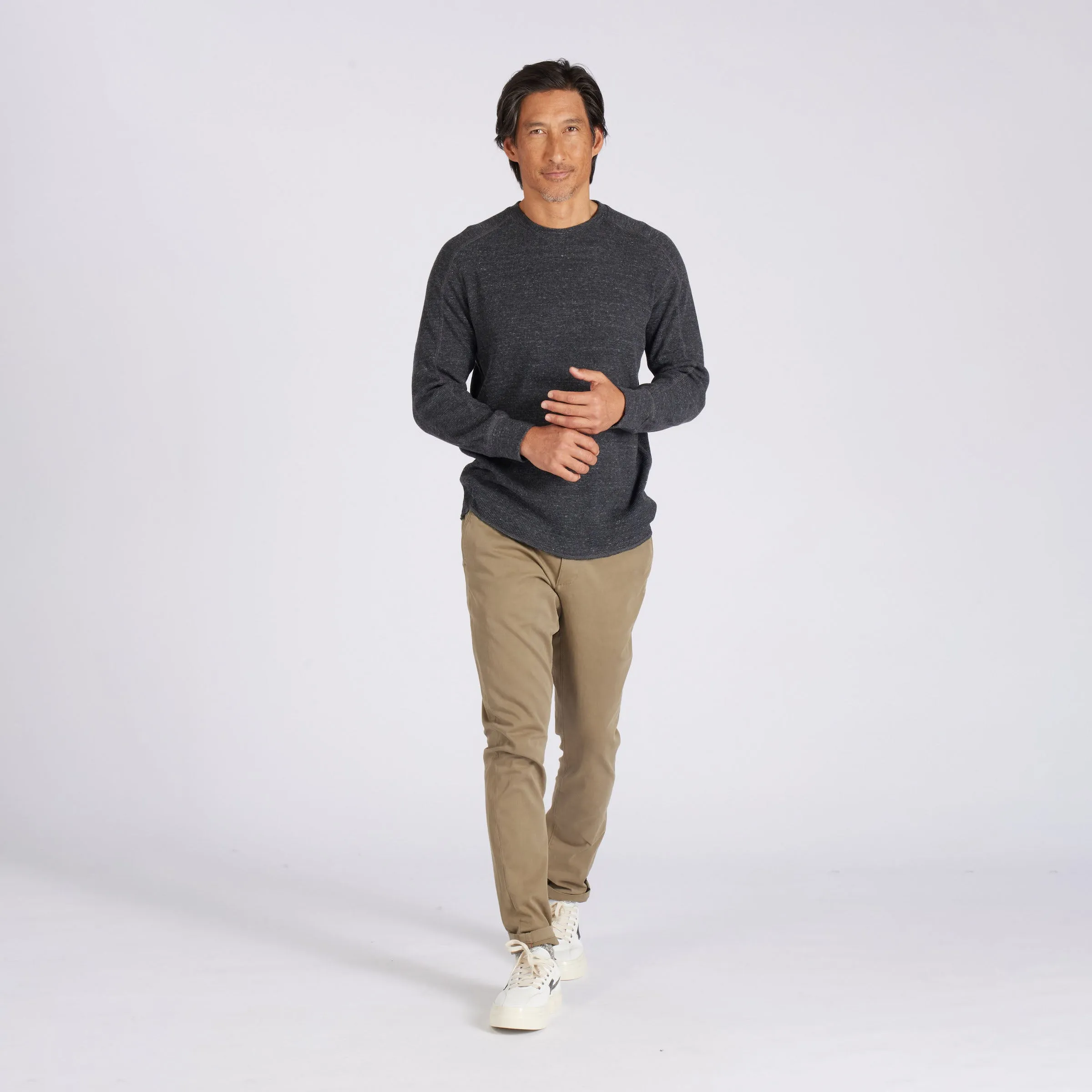 New Spencer Waffle Crew - Charcoal
