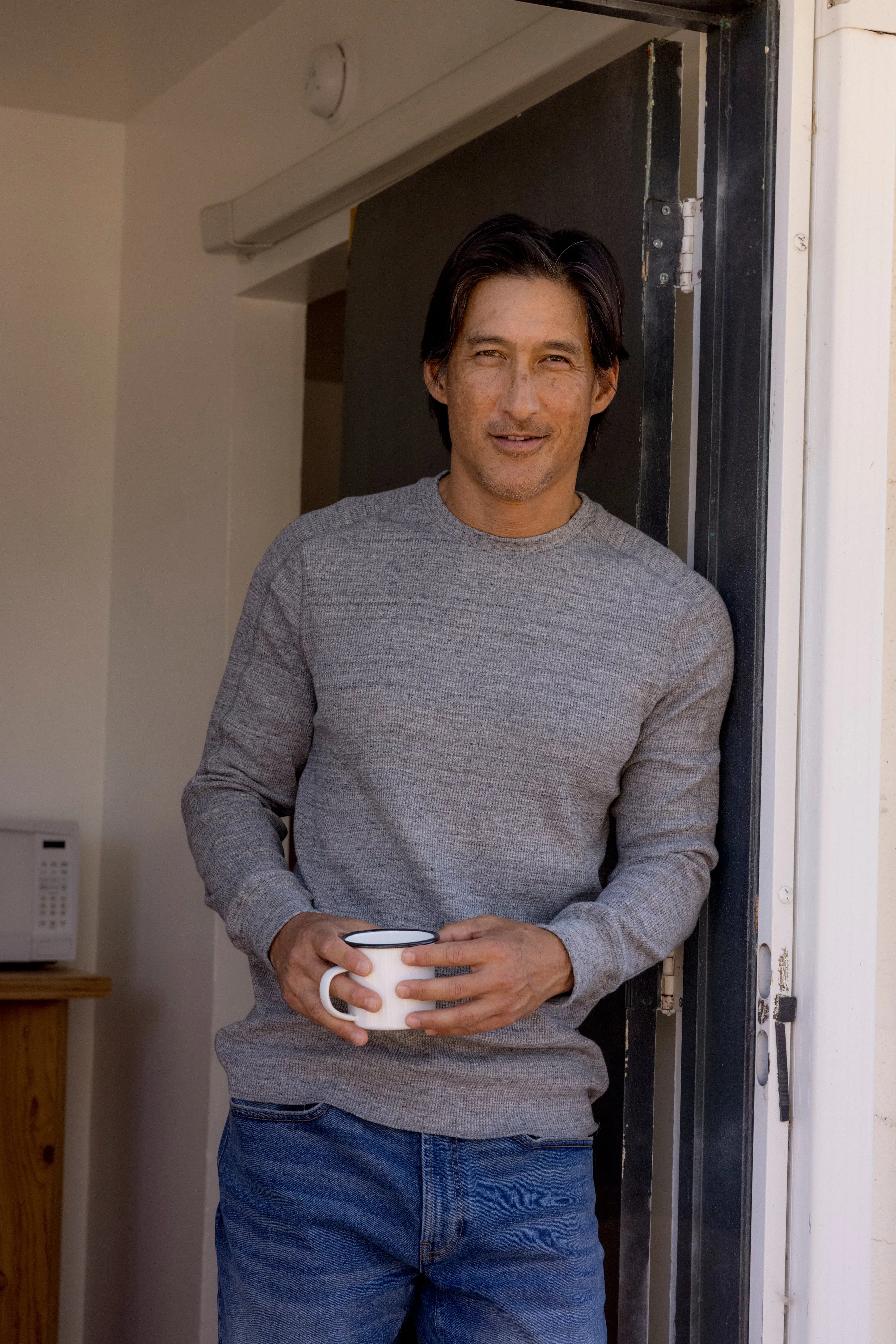New Spencer Waffle Crew - Gray Marl