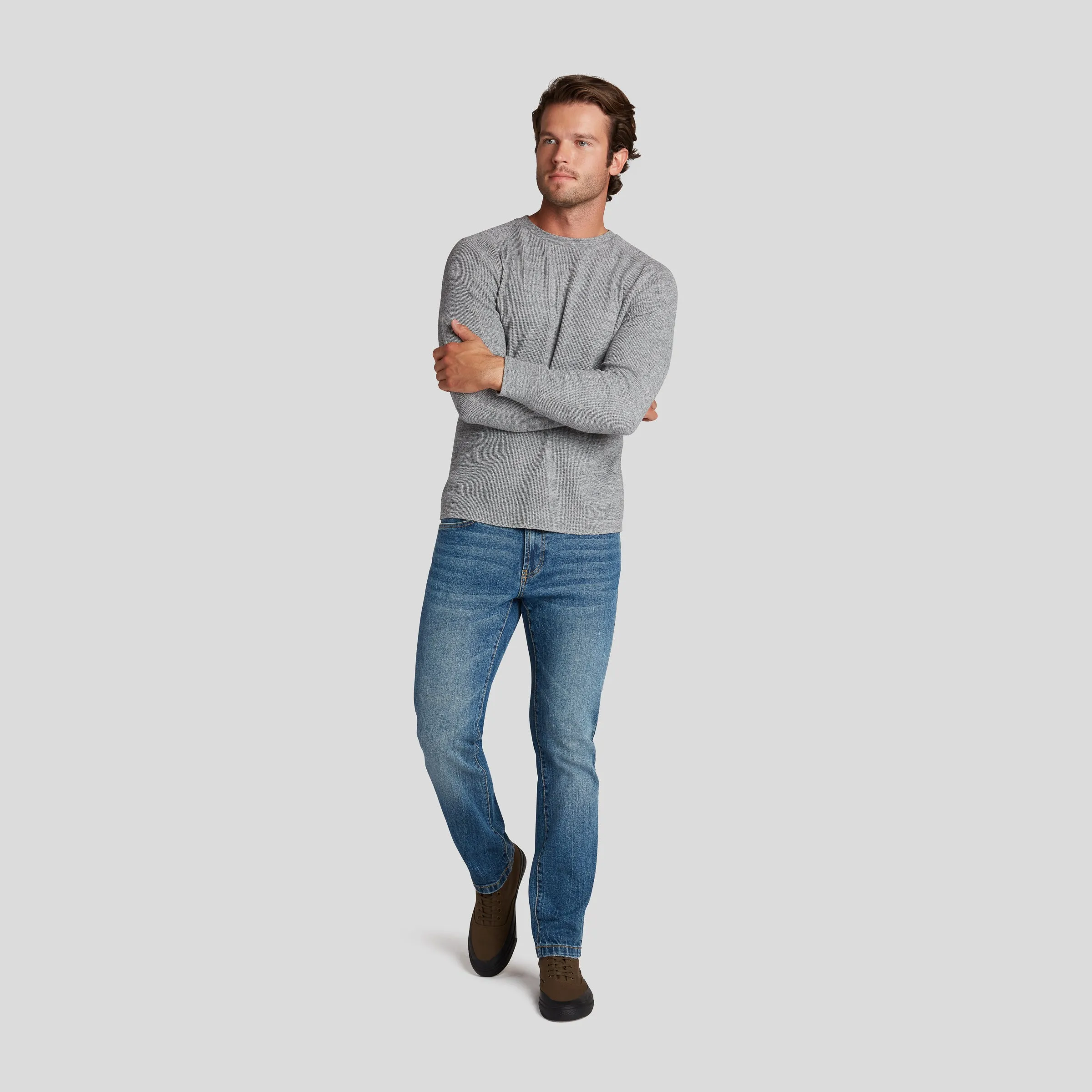 New Spencer Waffle Crew - Gray Marl