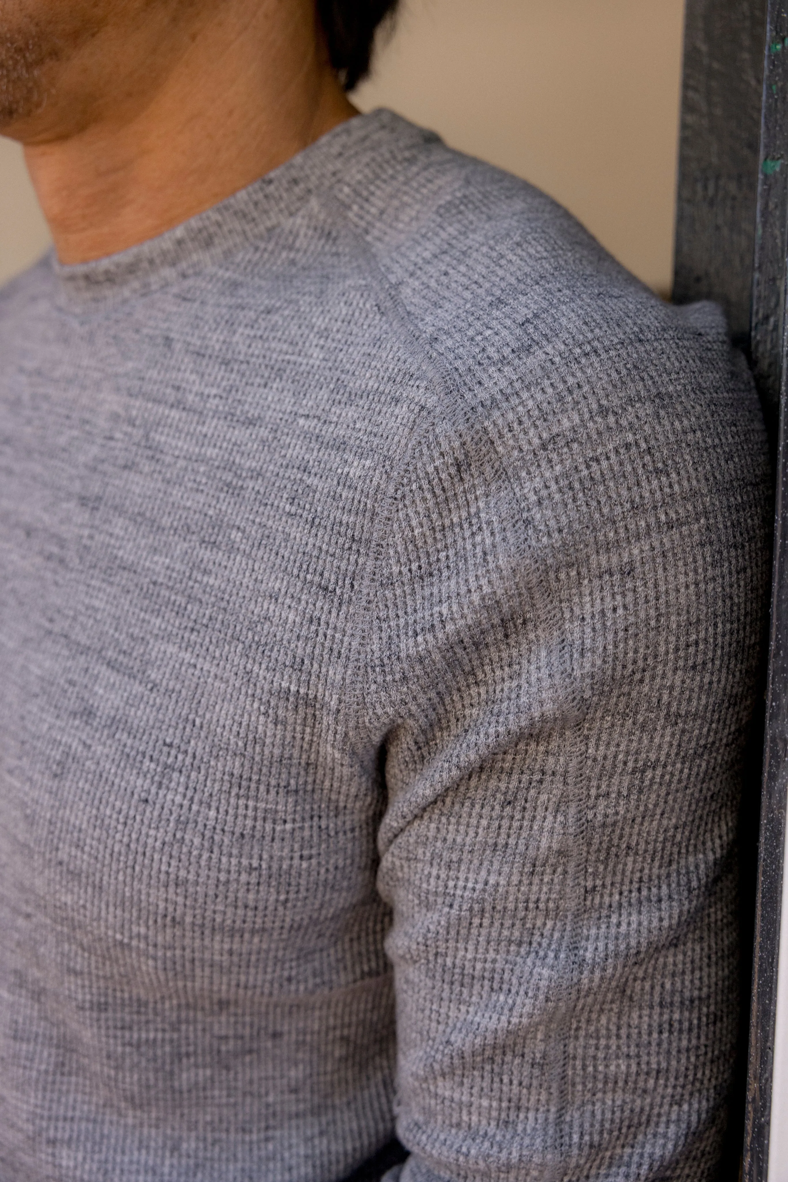 New Spencer Waffle Crew - Gray Marl
