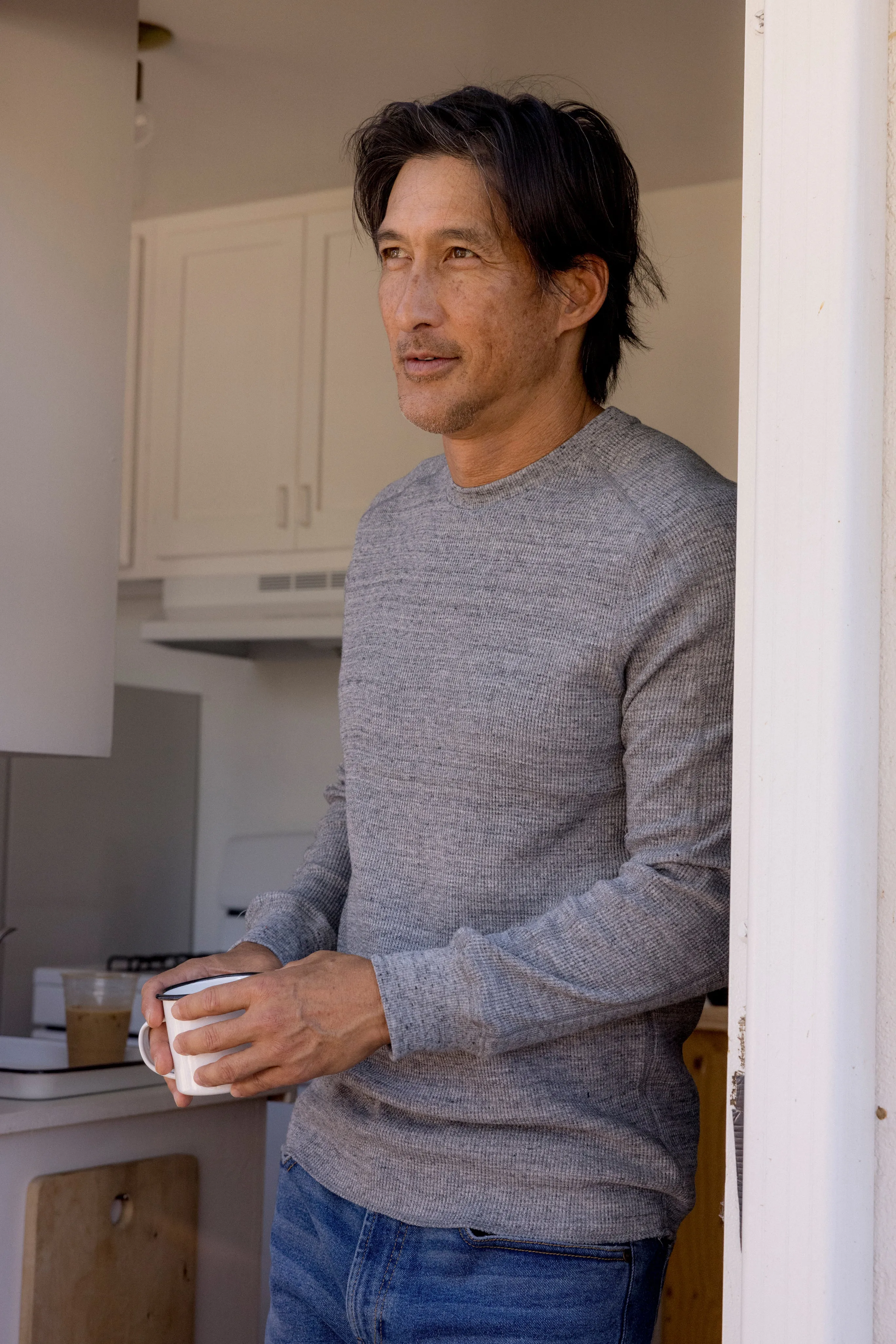 New Spencer Waffle Crew - Gray Marl