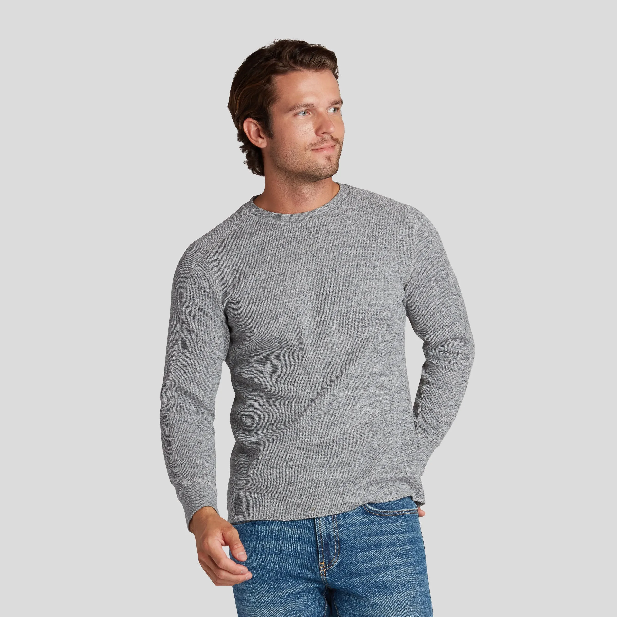 New Spencer Waffle Crew - Gray Marl
