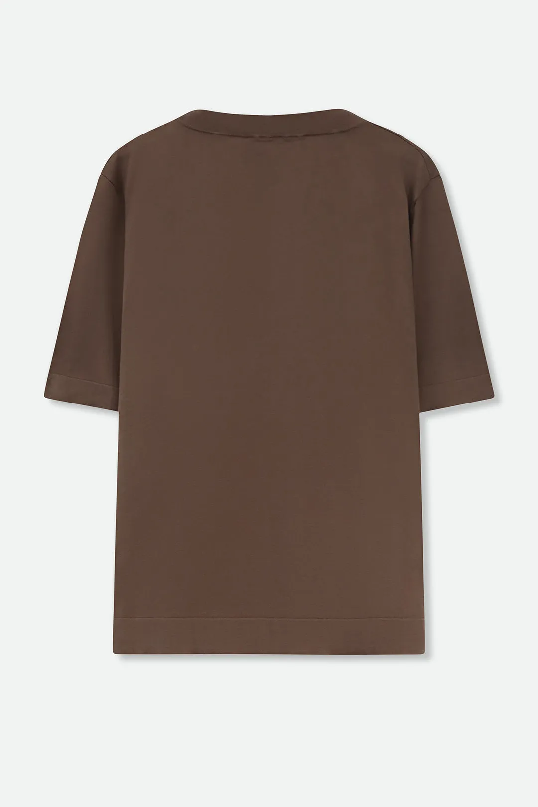NICO TENNIS ELBOW SLEEVE CREW IN FINE GAUGE ITALIAN SILK COTTON