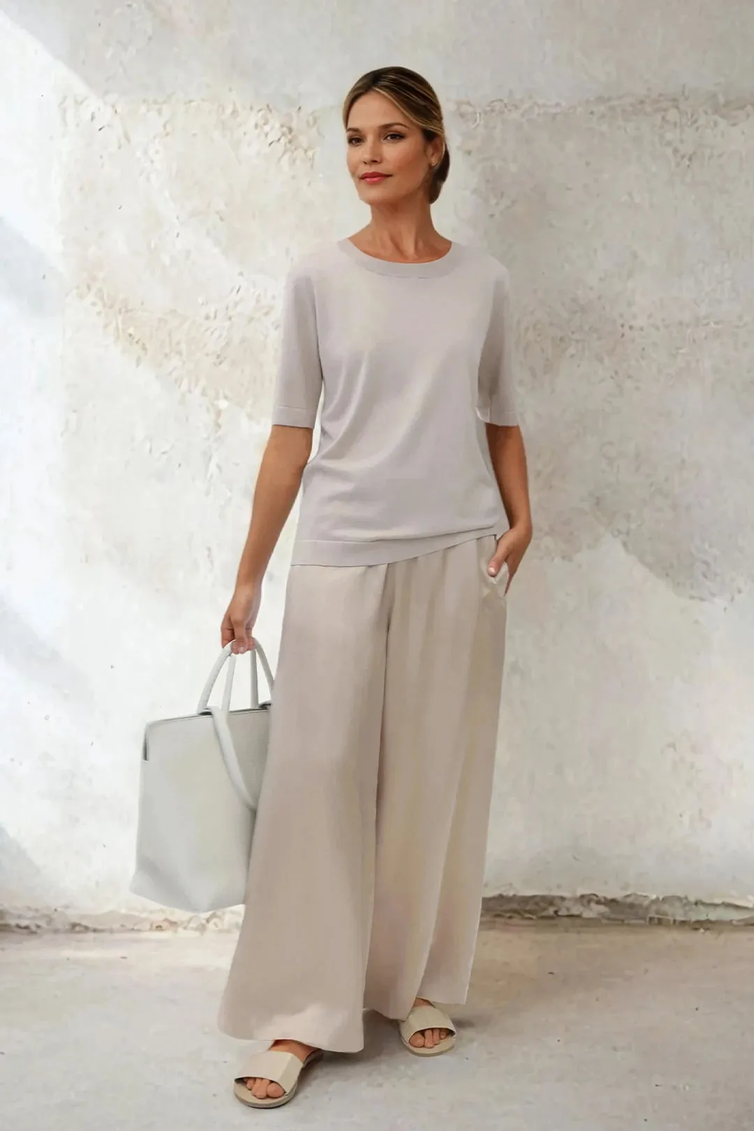 NICO TENNIS ELBOW SLEEVE CREW IN FINE GAUGE ITALIAN SILK COTTON